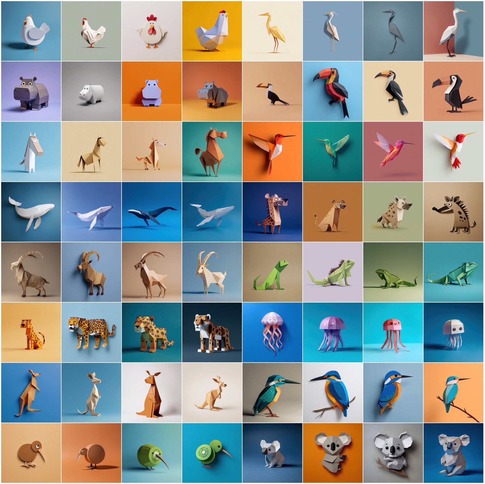 635 Paper Animal Clipart Bundle | Cartoon Minimalist Art