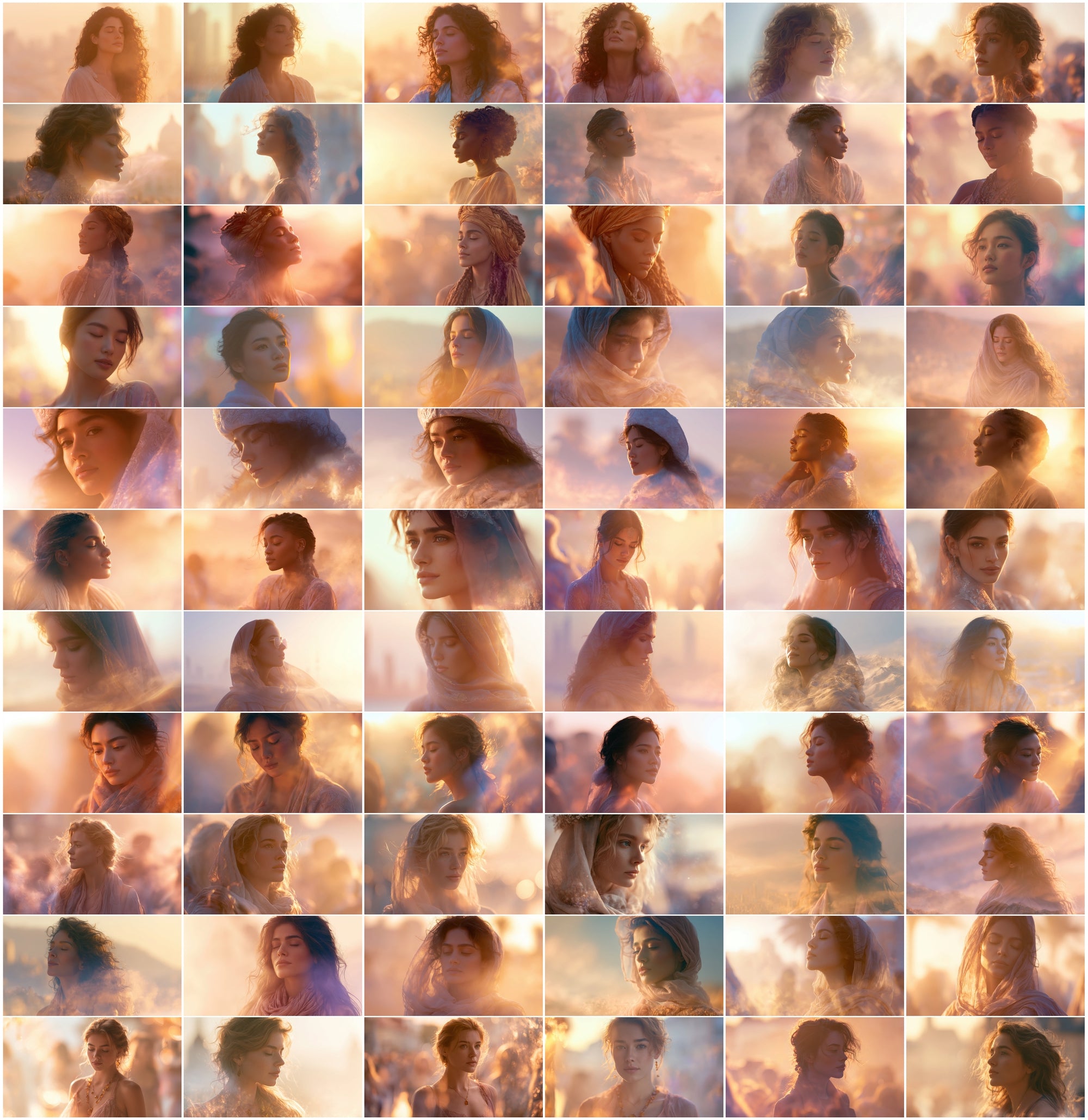 Double Exposure Women Portraits Bundle, 630 Ethereal Cultural JPG Images for Design & Commercial Use
