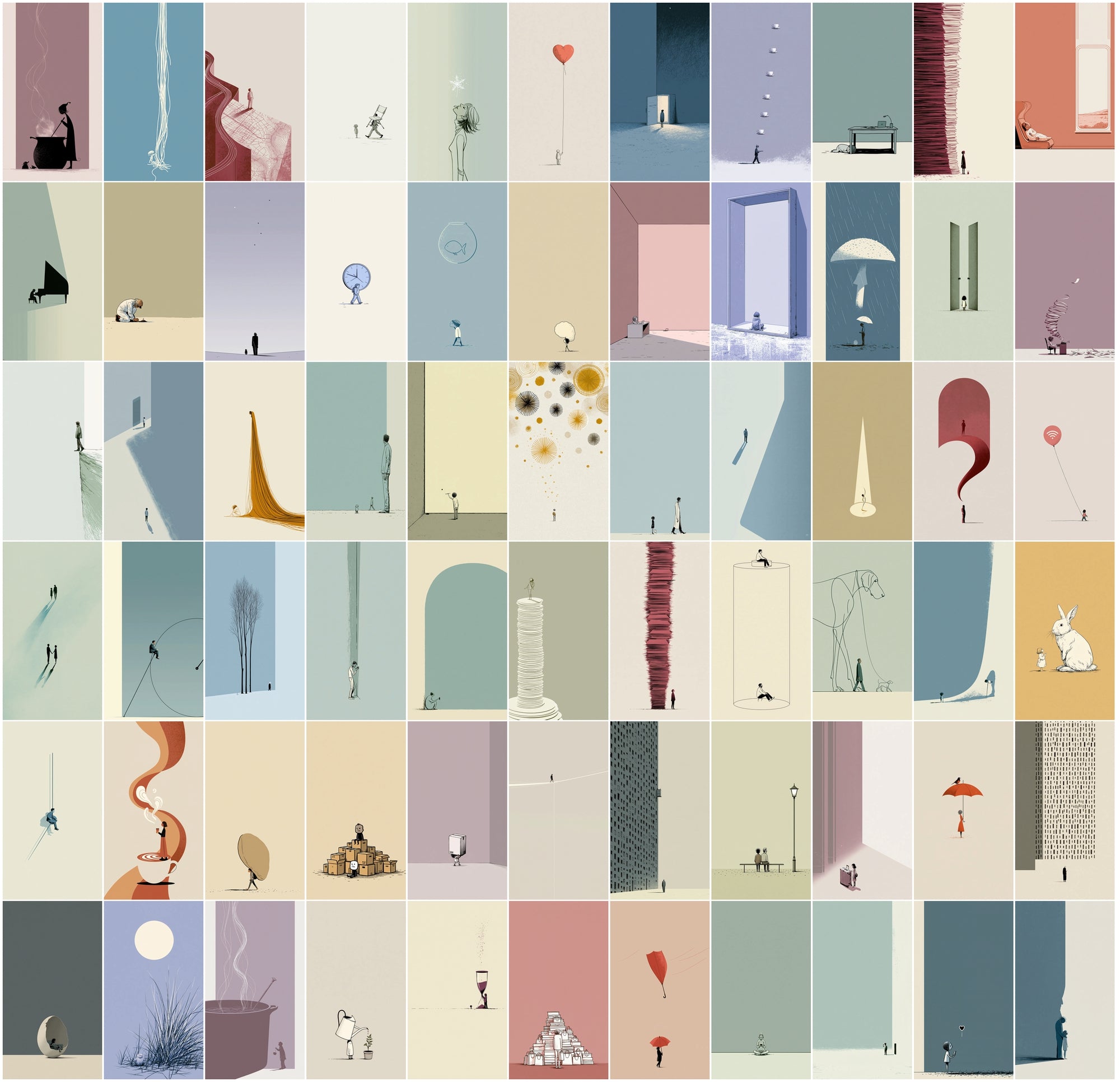 630 Minimalist Line Art Illustrations | Editorial Vertical Wall Art Bundle