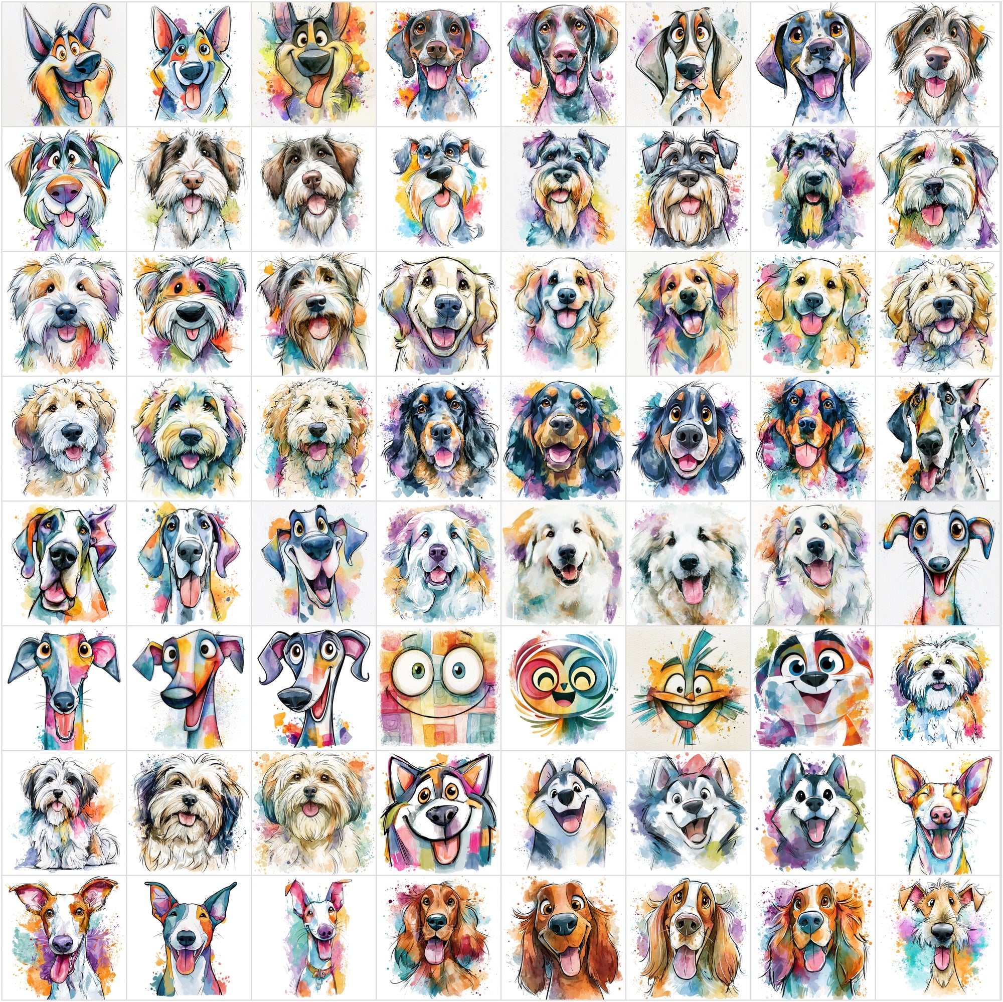 650 Dog Clipart Images – Cute Dog Breeds JPG Bundle with Commercial License