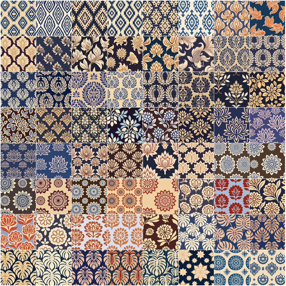 620 Seamless Patterns Bundle – Two-Color Vector Textile Designs, Tileable JPG & Photoshop PAT, Commercial License