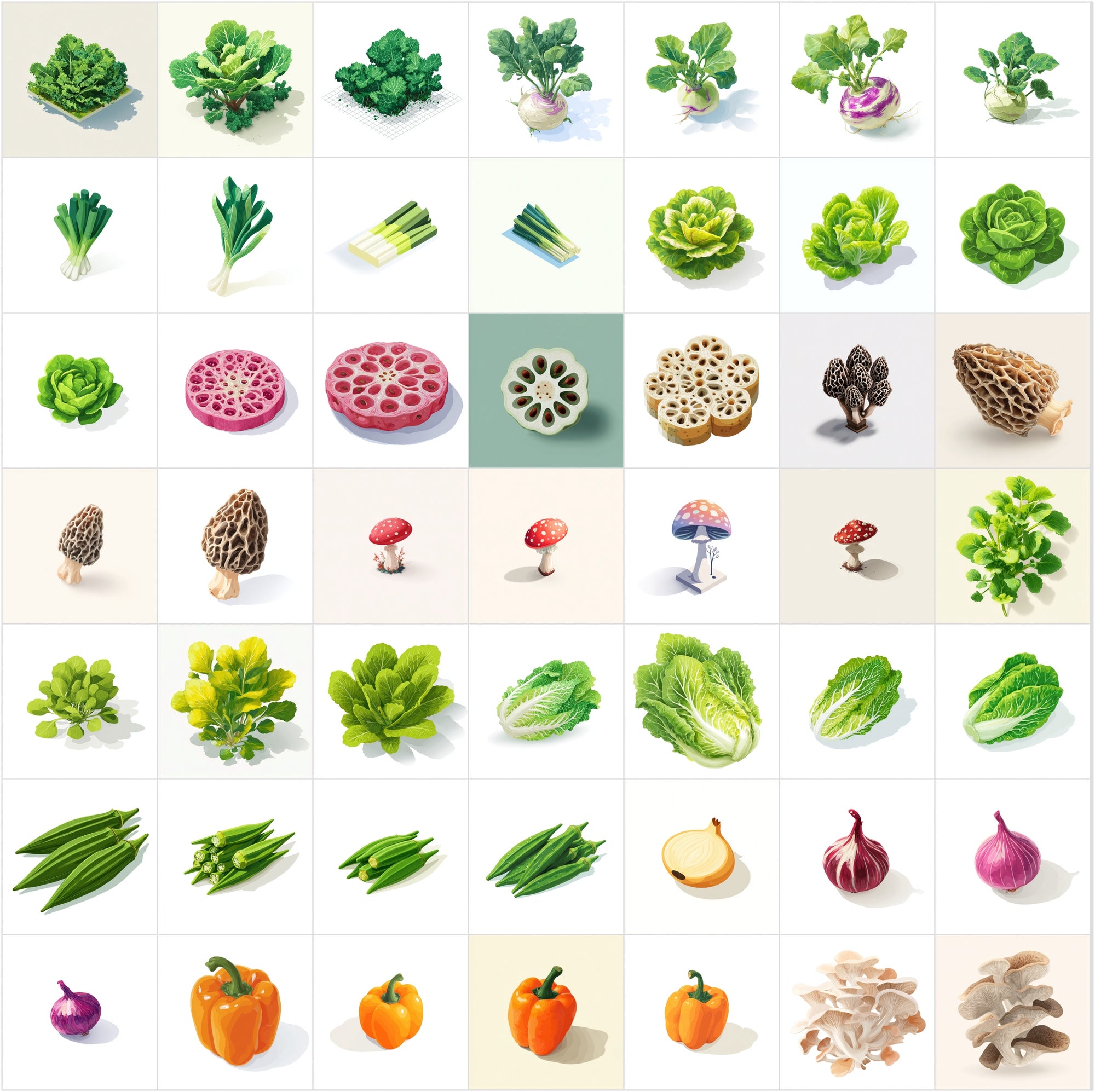 399 Isometric Vegetable Illustrations