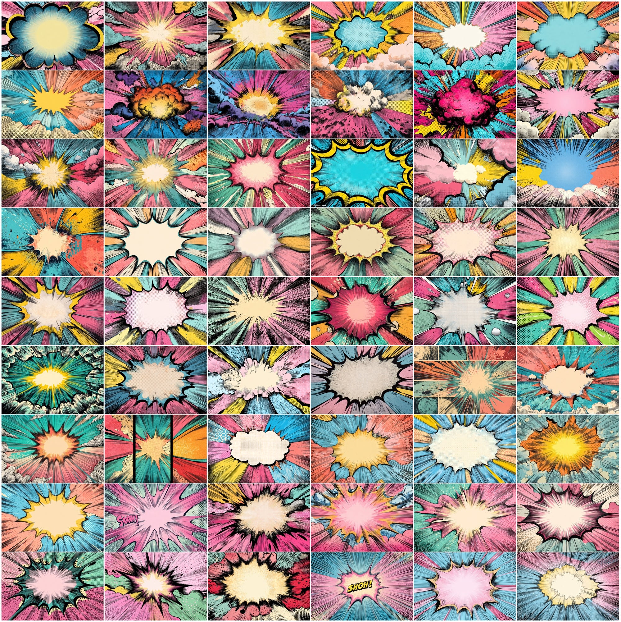 635 Comic Art Backgrounds – High-Resolution Retro Pop Art Explosions