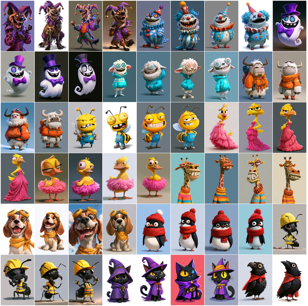 620 Cartoon Mascot Characters Bundle – Funny 2D Game Art Animals & Monsters