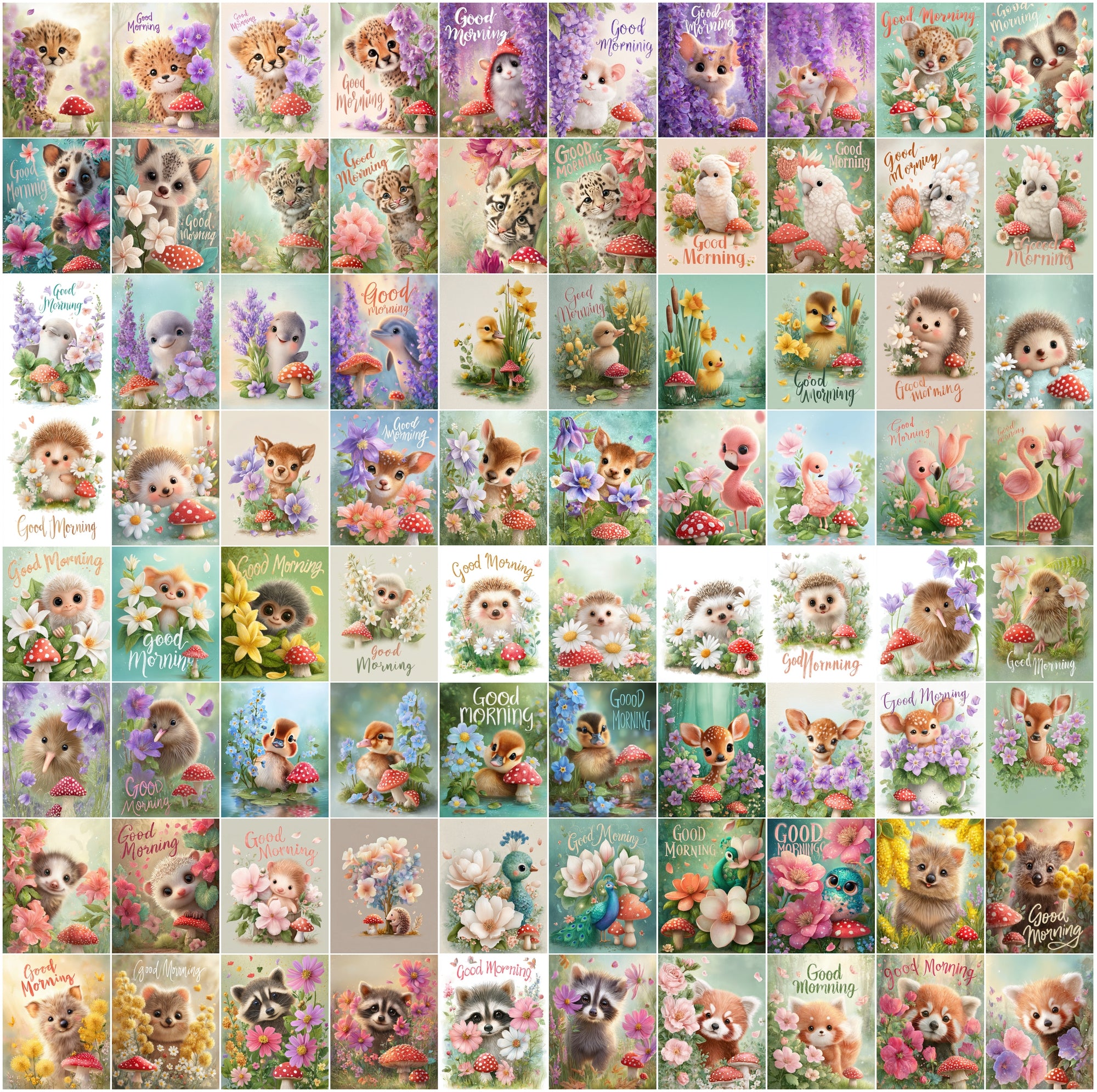 635 Whimsical Animal & Flower Images, High-Res Digital Download