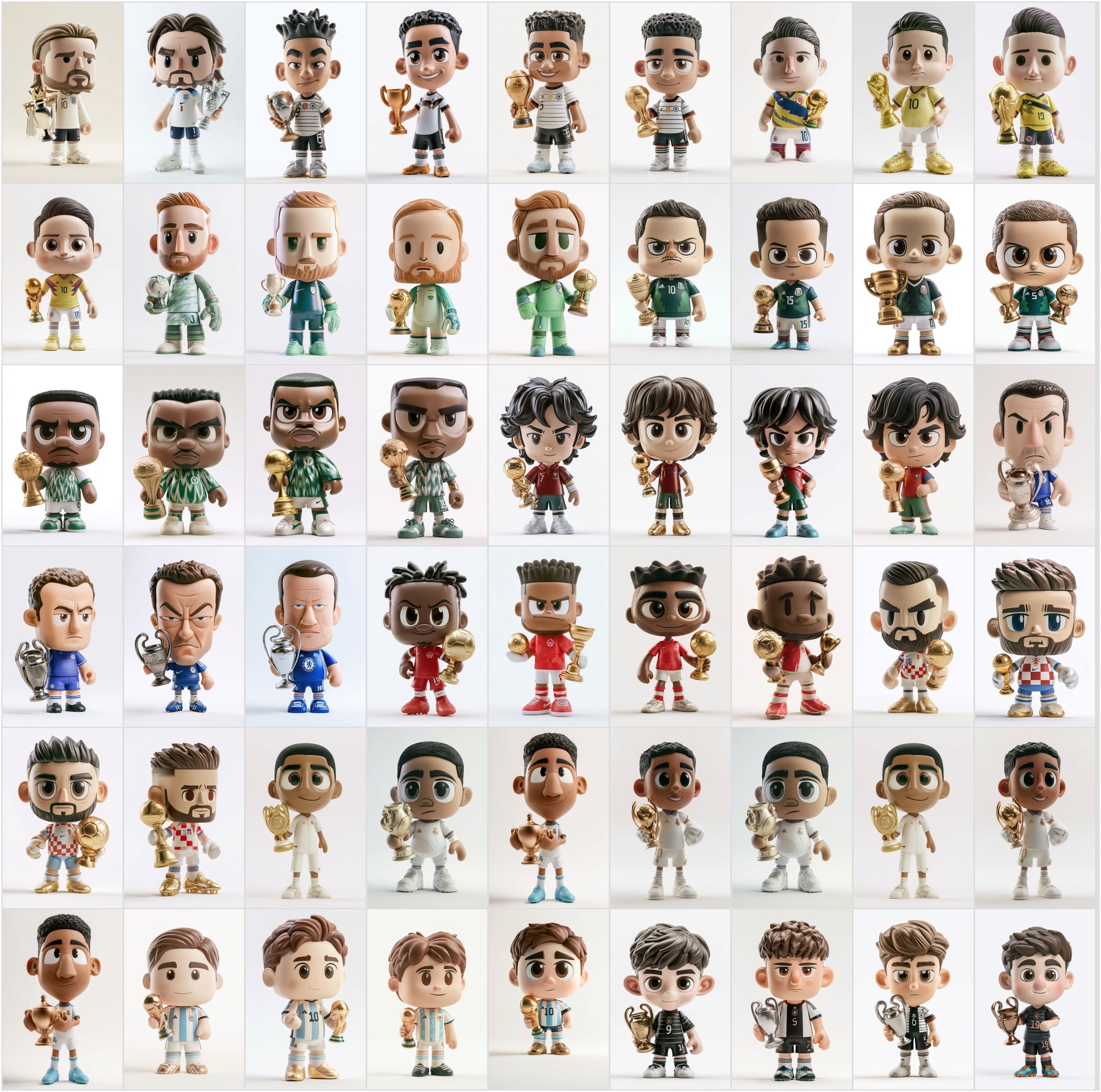 680 Football Vinyl Figure Clipart Bundle, Soccer Player Collectible Toy Art