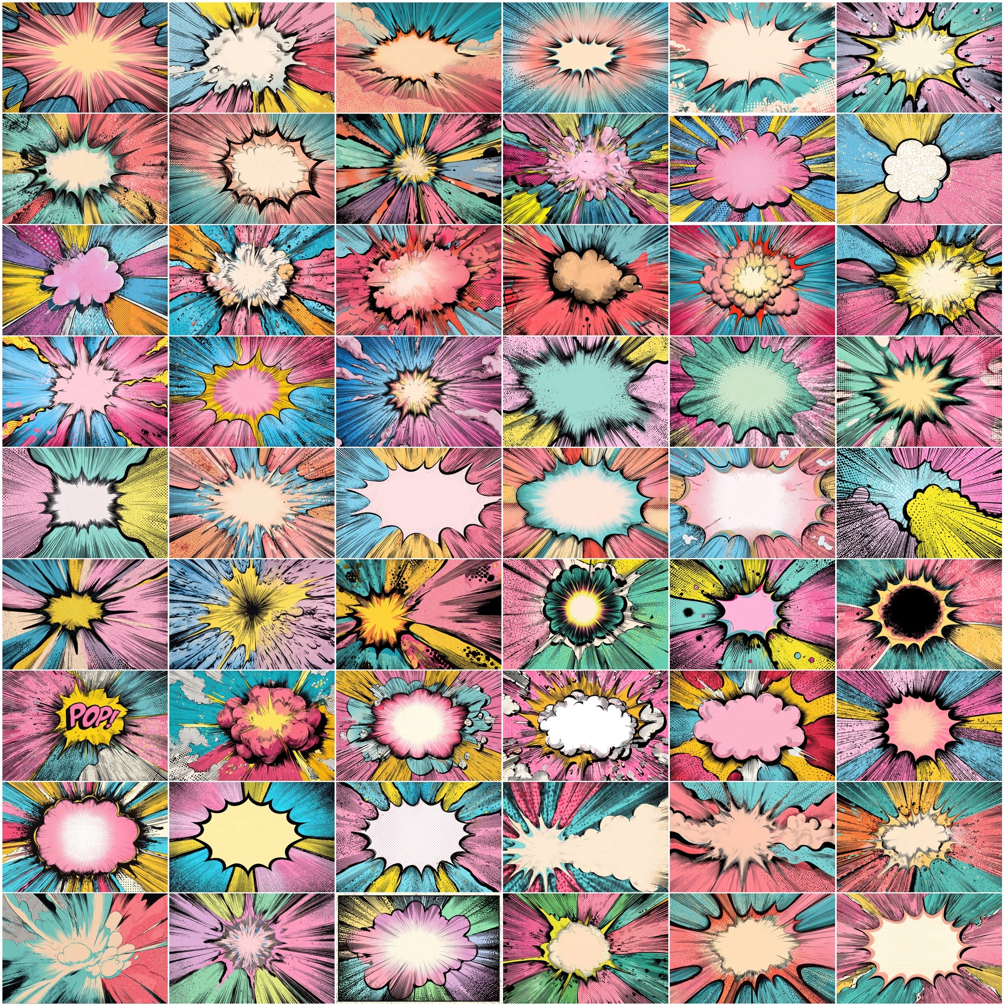 635 Comic Art Backgrounds – High-Resolution Retro Pop Art Explosions