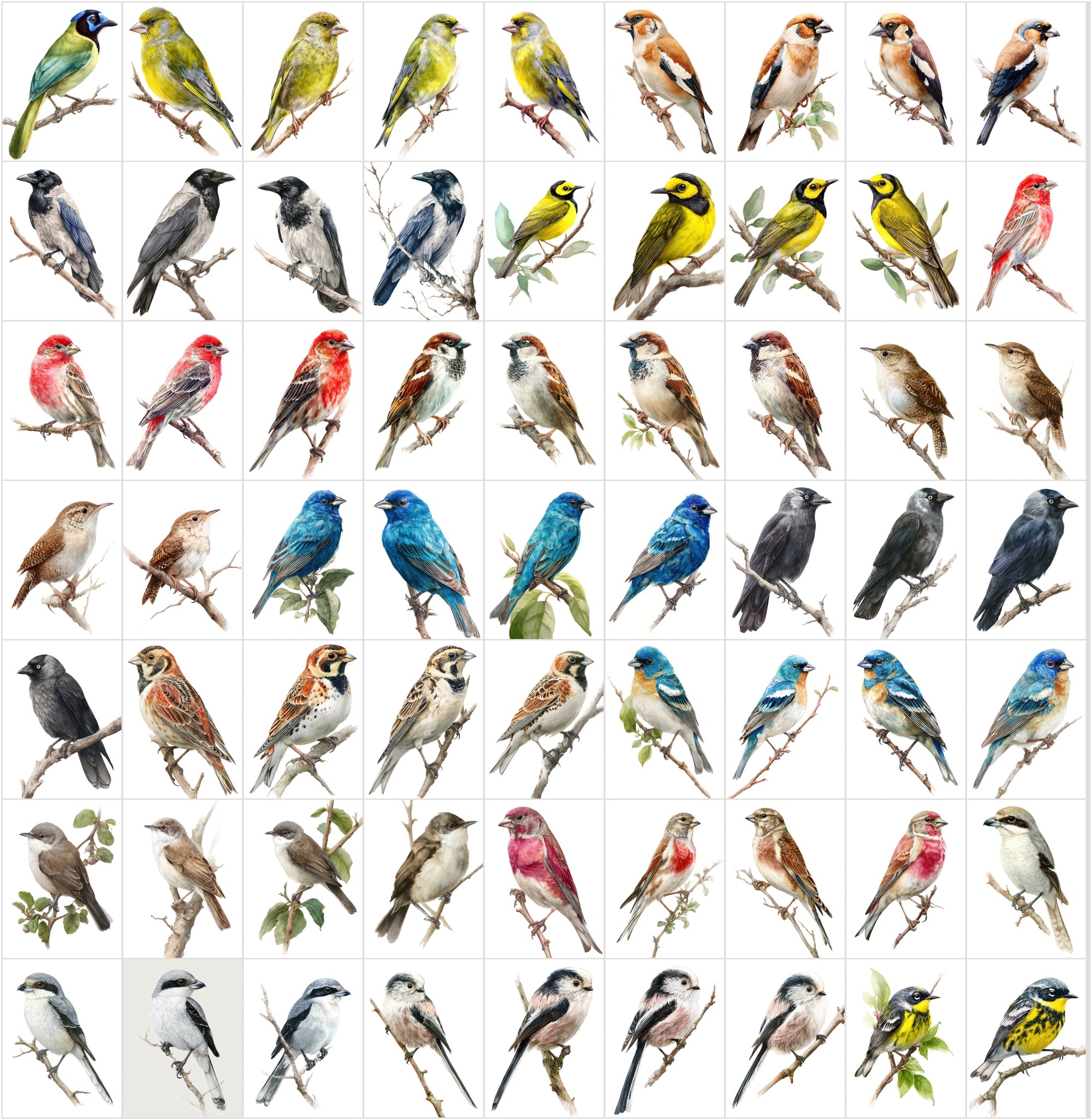 680 Bird Illustrations Bundle – Realistic Birds Clipart