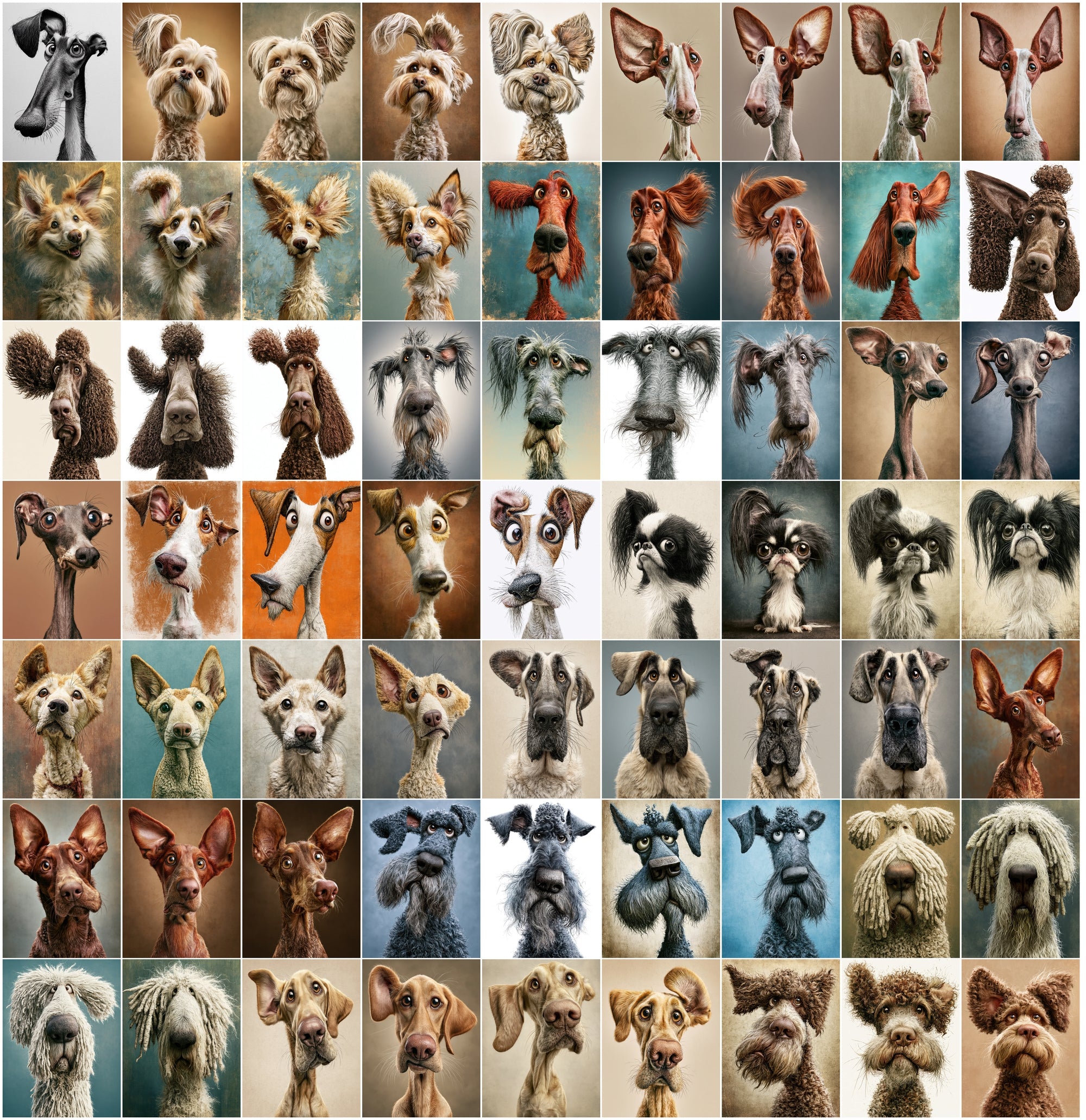 620 Caricature Dogs Clipart Bundle | Funny Dog Portrait JPG Images for Commercial Use