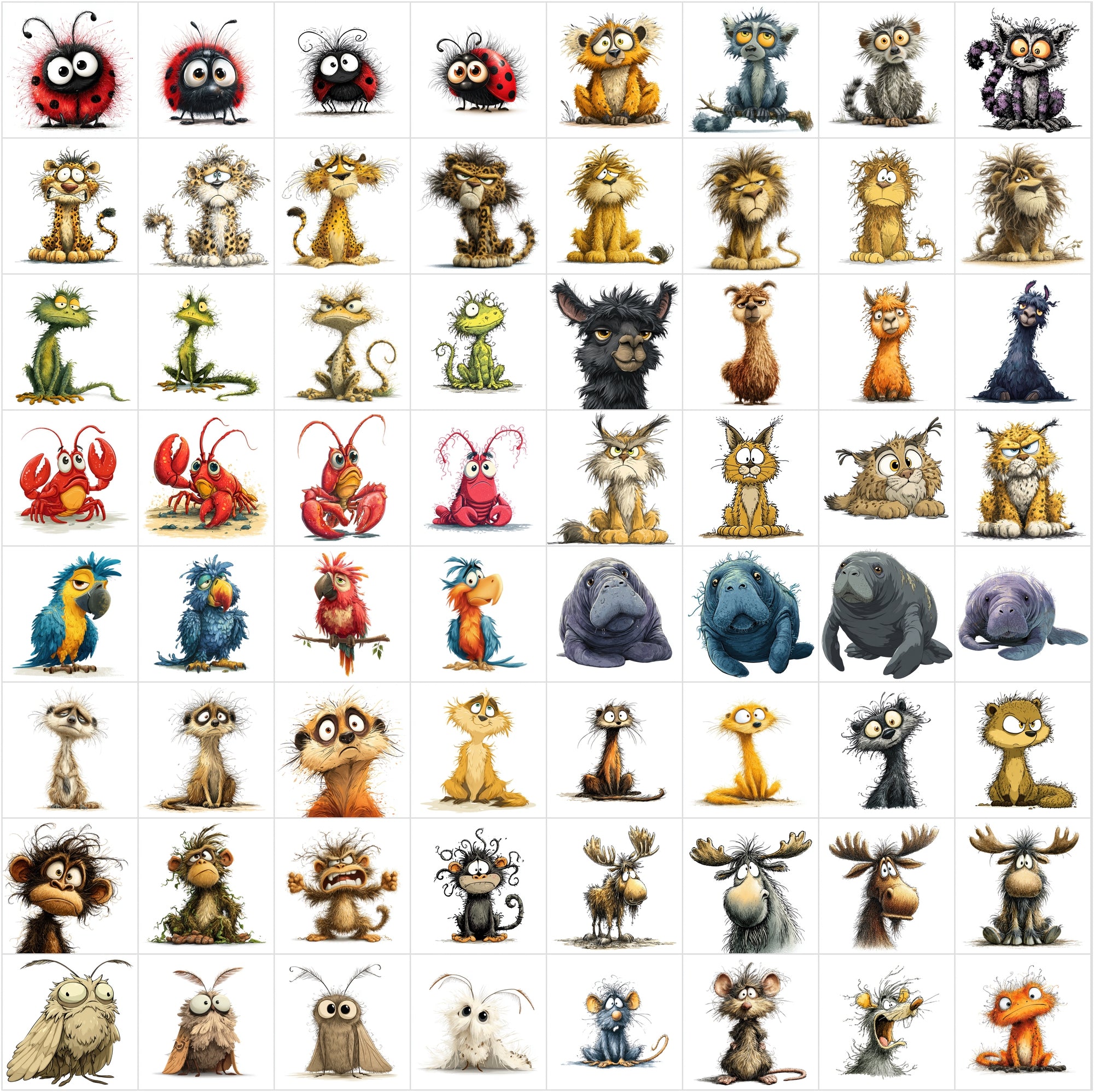 657 Frazzled Animal Cartoon Illustrations