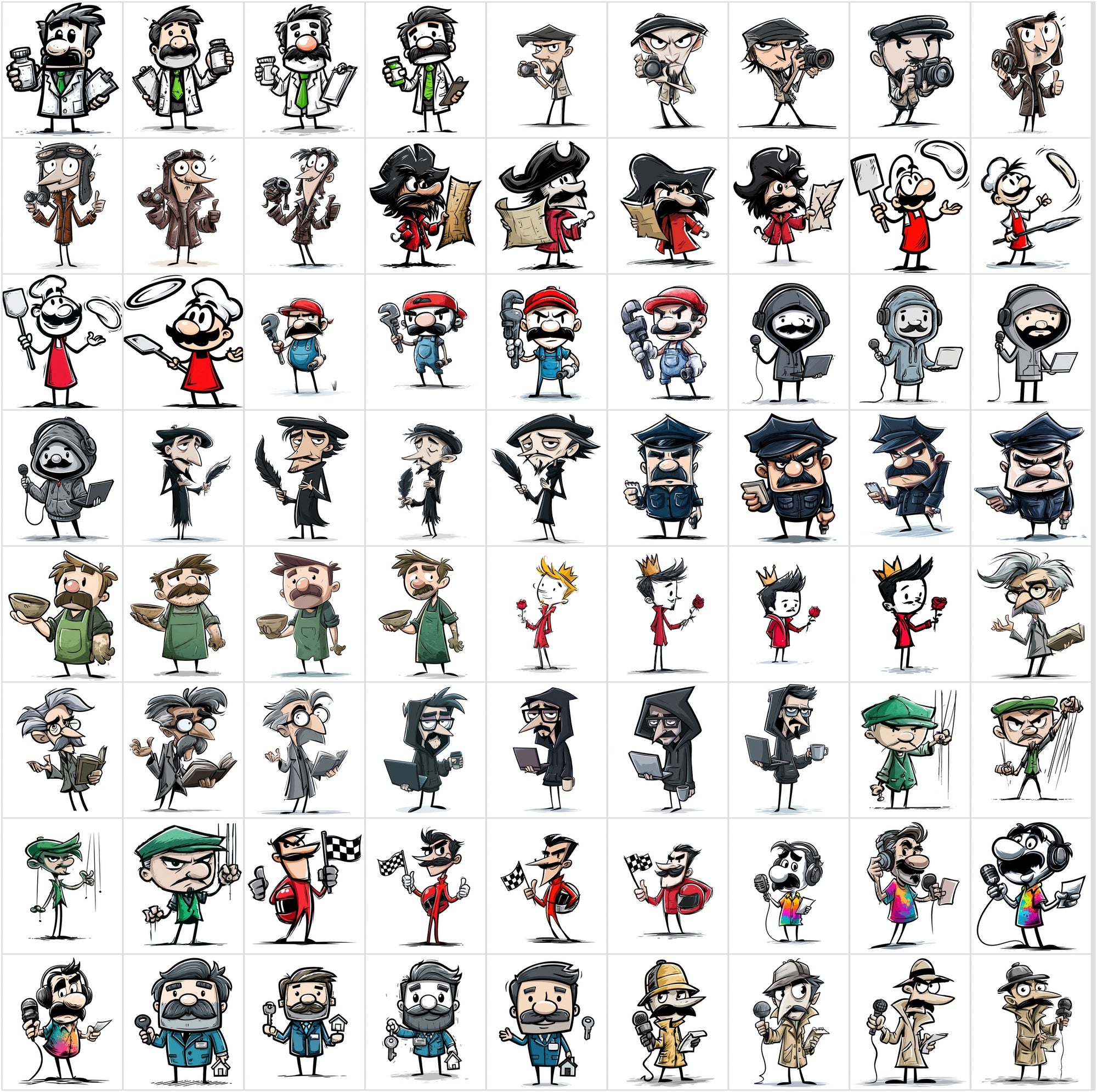 630 Funny Animal Cartoon Clipart Bundle, Cute Character JPG Images