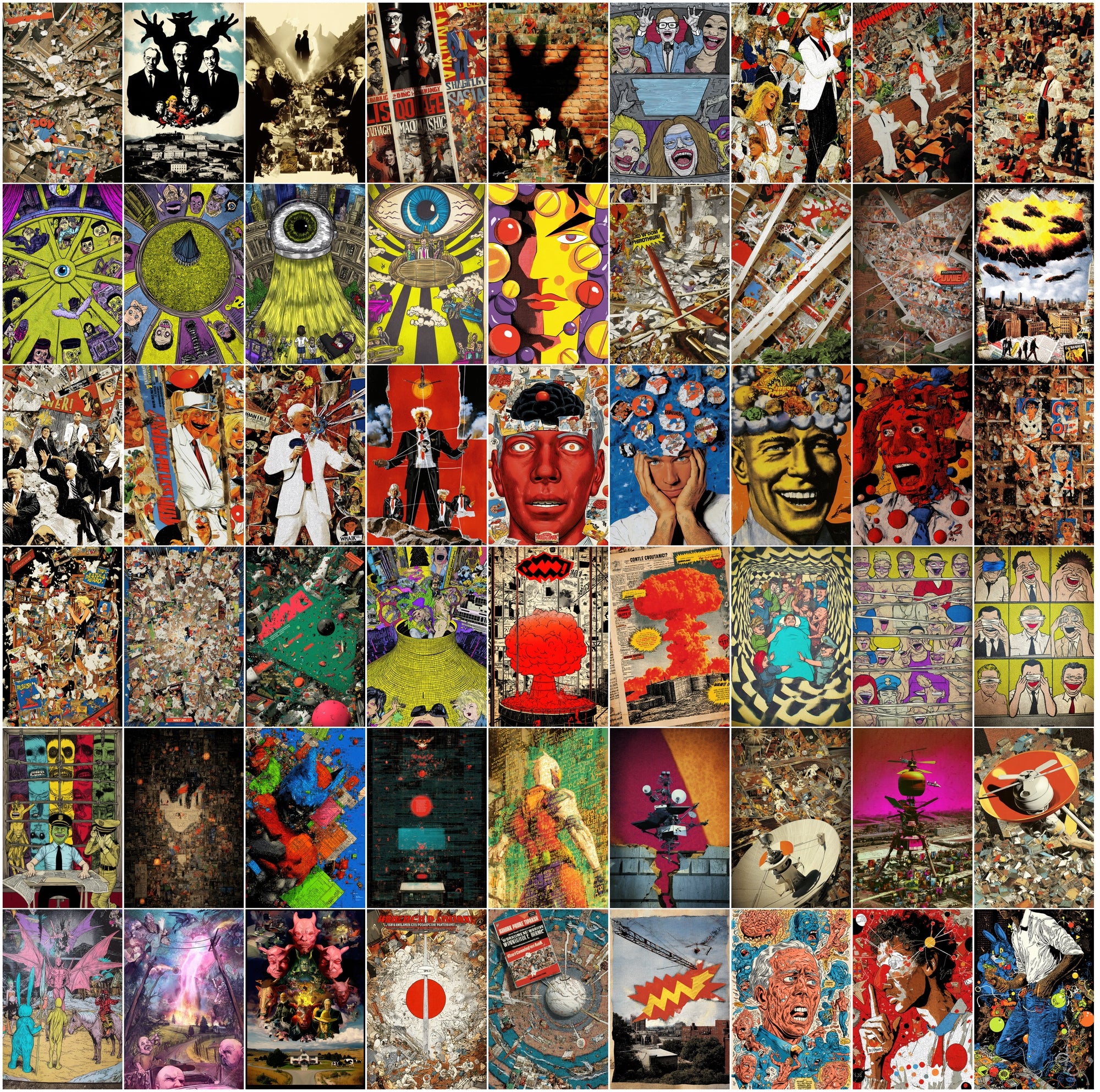 500 Strange Retro Sci-Fi Backgrounds | Bizarre Pop-Art Collage JPGs | Glitch, Conspiracy, Vaporwave, Surreal Aesthetic