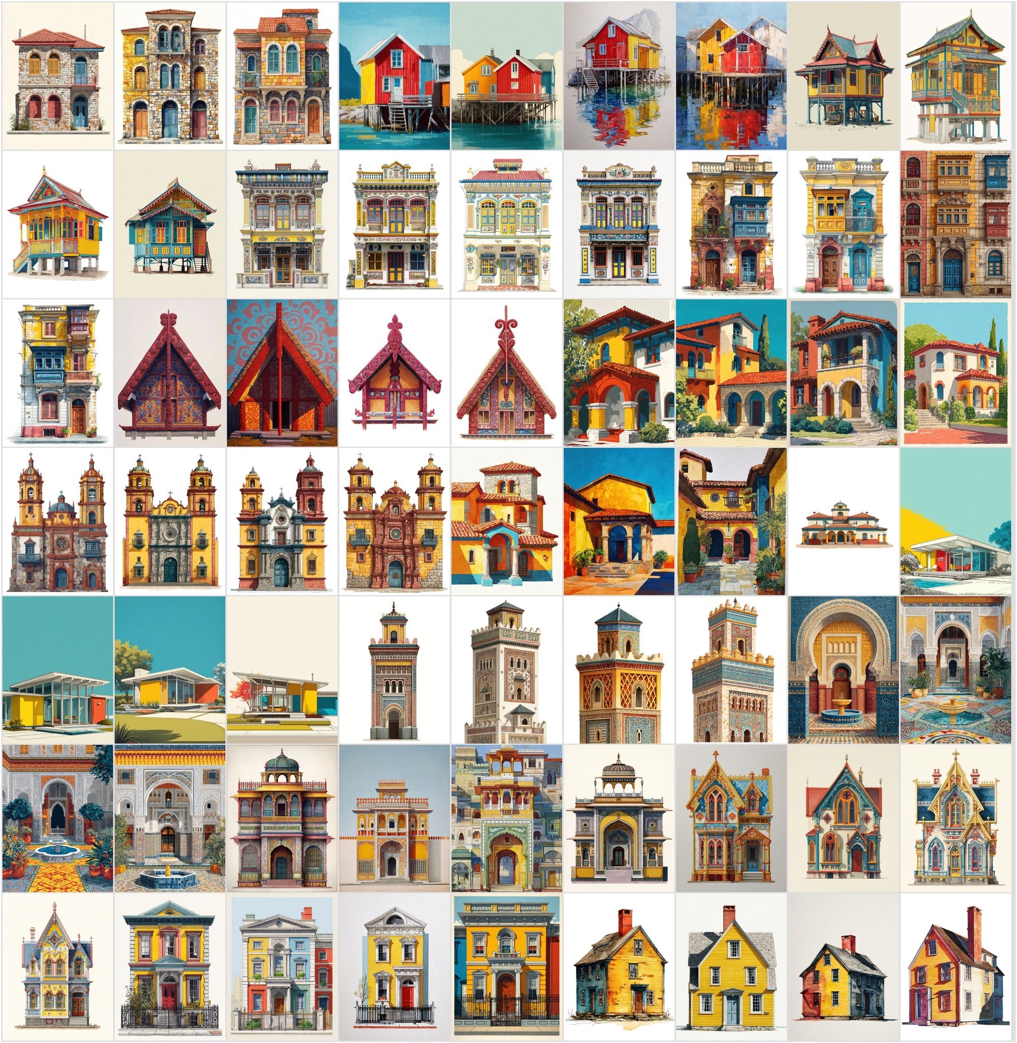 598 HOUSES From Every Corner of the World Clipart Bundle