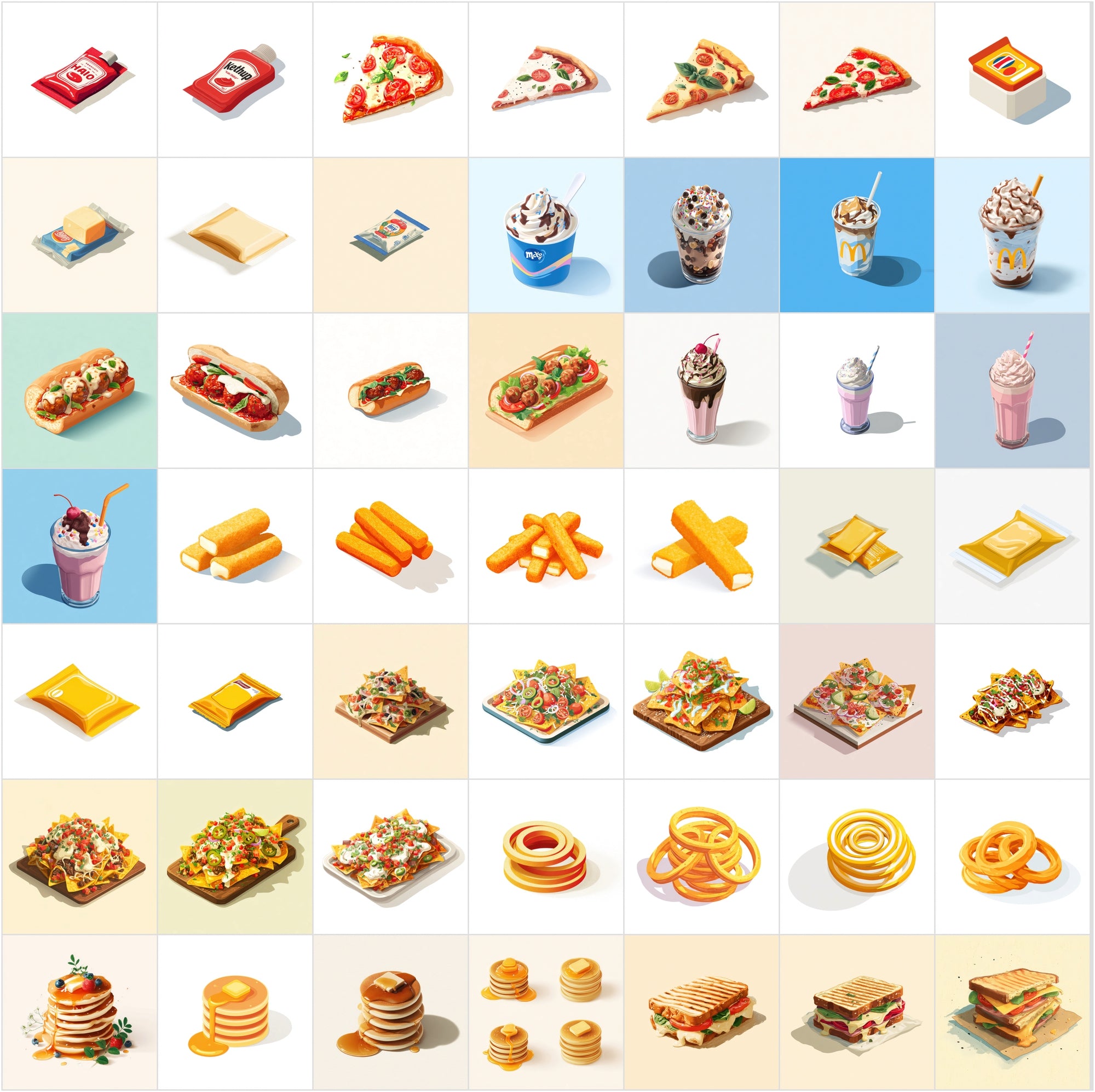 423 Isometric Fast Food Illustrations