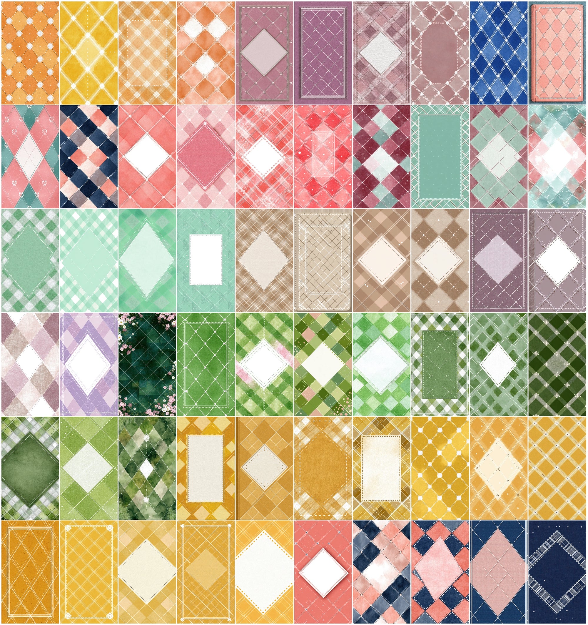 615 Cute Journal Backgrounds Bundle – Pastel Checkered Digital Papers, Aesthetic Scrapbook Pages, Dreamy Crayon Texture JPG Pack