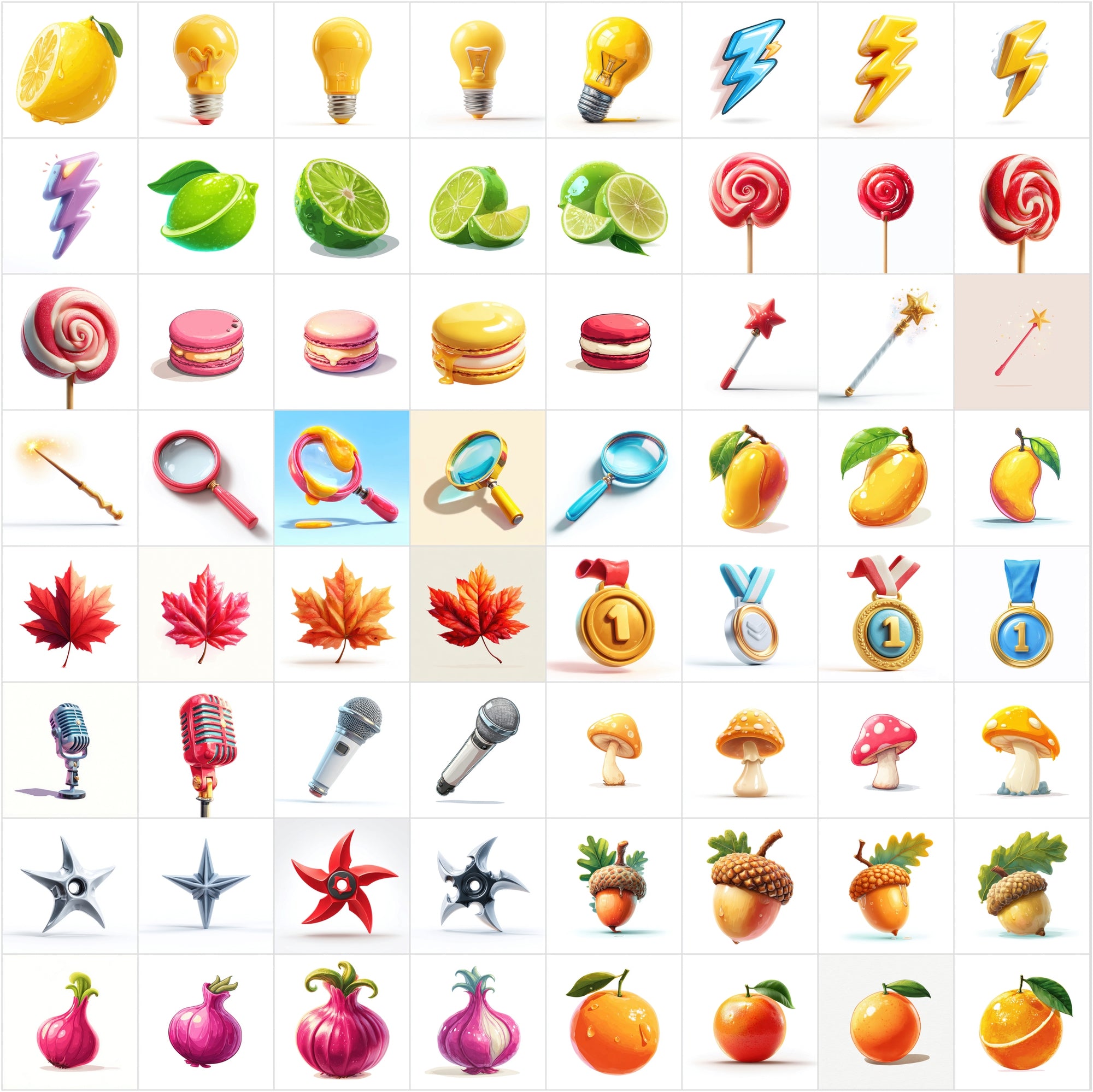 Cartoon Icon Clipart Bundle – 630 Cute JPG Icons for Crafts, POD, Stickers & Digital Designs