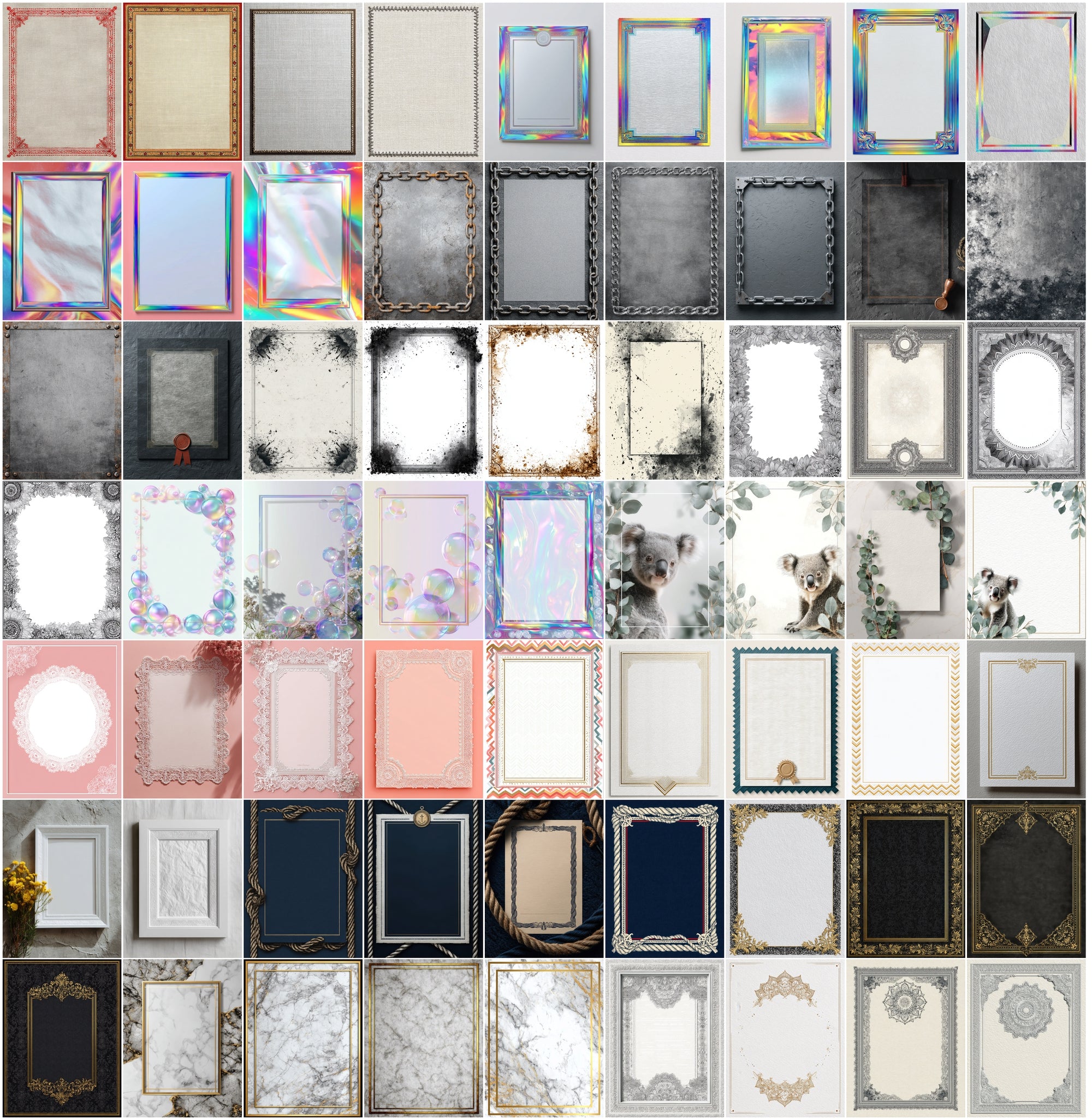 637 Blank Certificate Mockup Bundle, Commercial License, Gold Foil Borders, Vintage & Modern Designs, Printable Templates