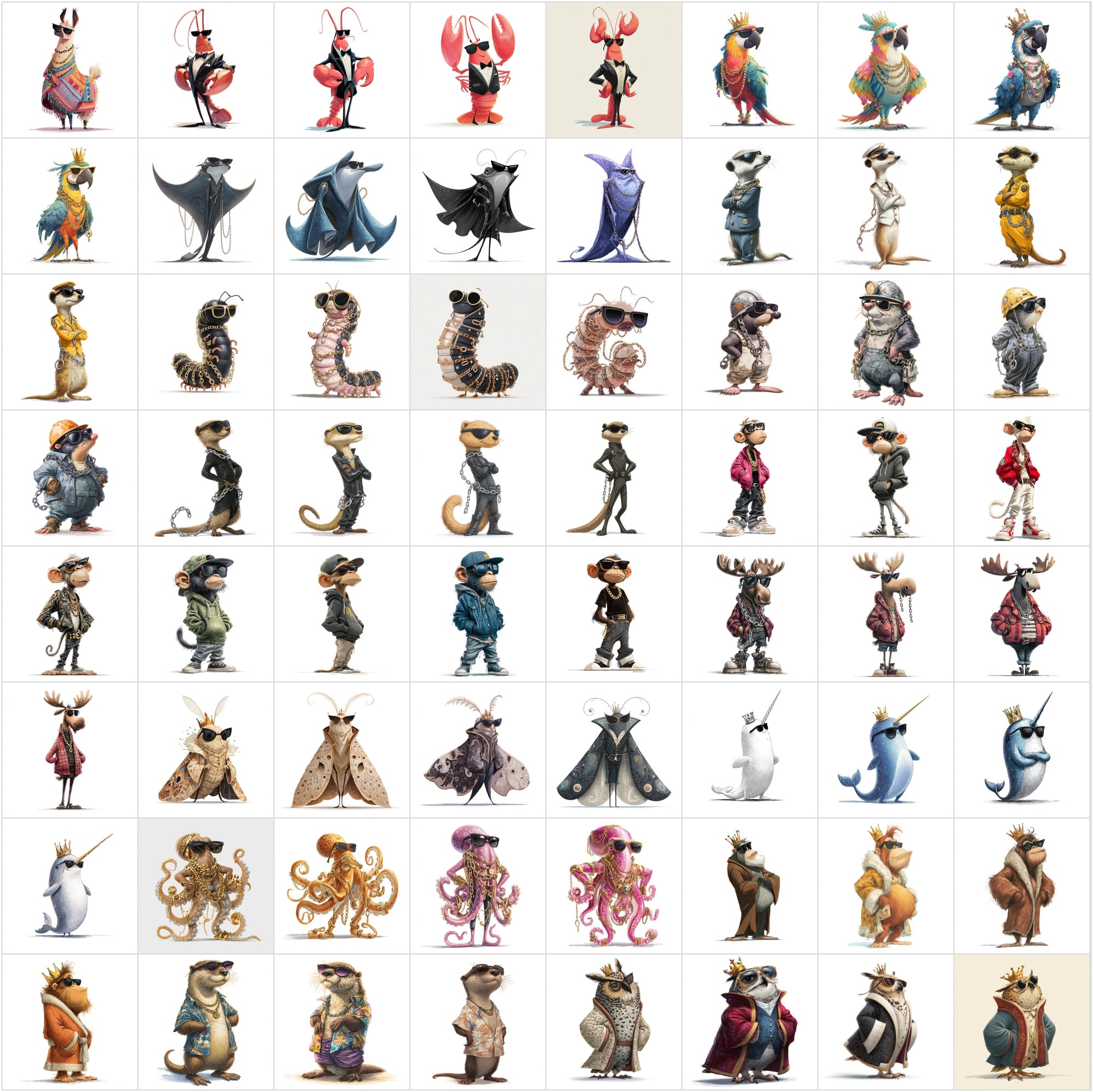 615+ Animal Clipart Mega Bundle, High-Res JPGs, Commercial Use, Vibrant Cartoon Animals for Sublimation, Stickers & Web Design