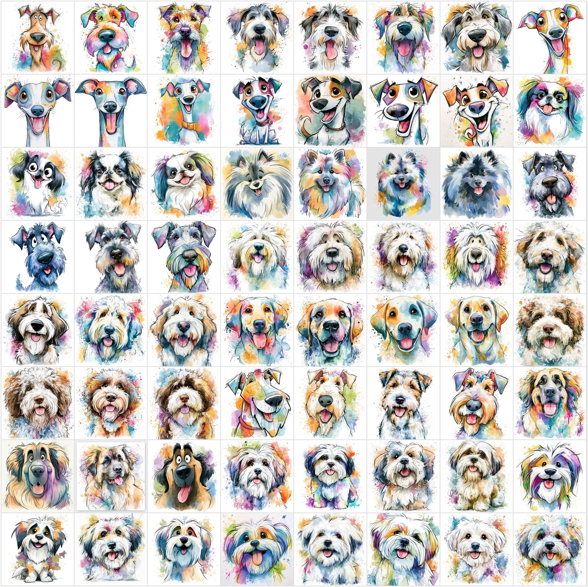 650 Dog Clipart Images – Cute Dog Breeds JPG Bundle with Commercial License