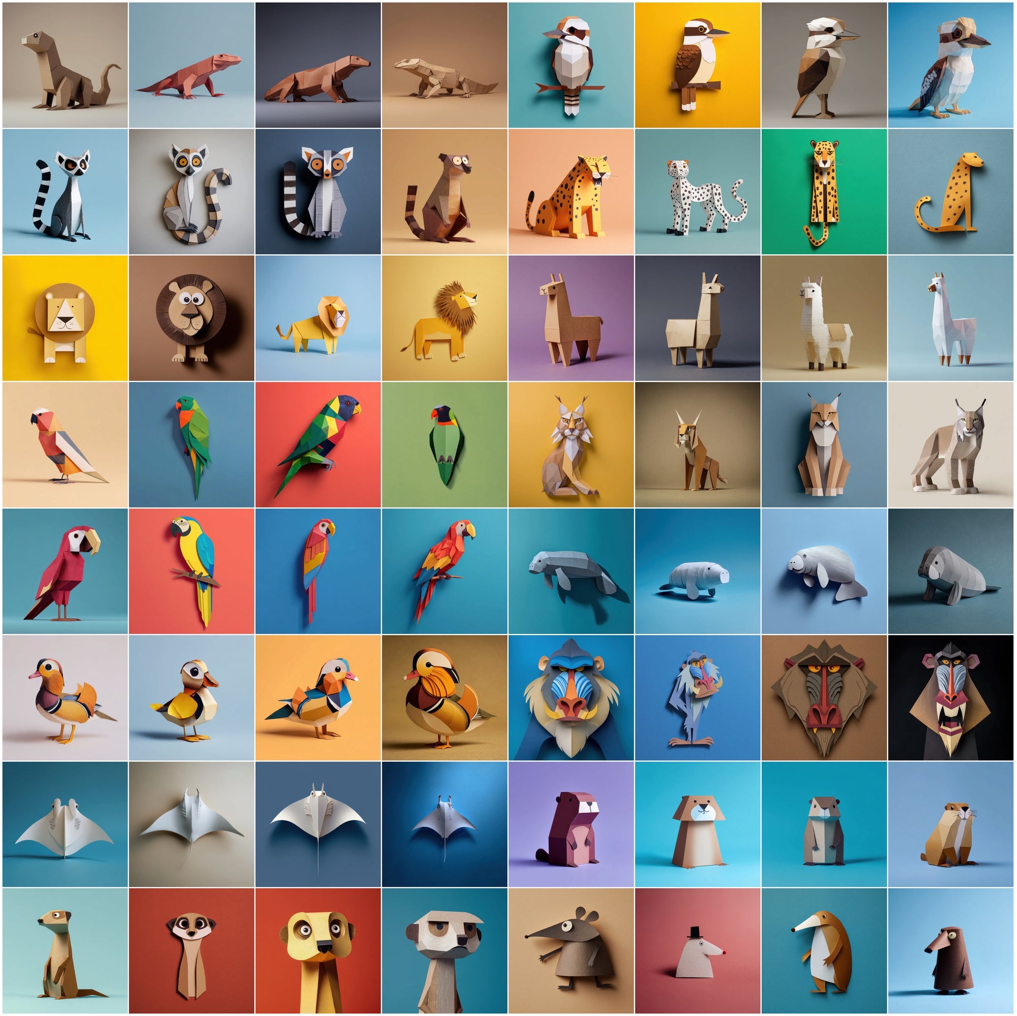 635 Paper Animal Clipart Bundle | Cartoon Minimalist Art