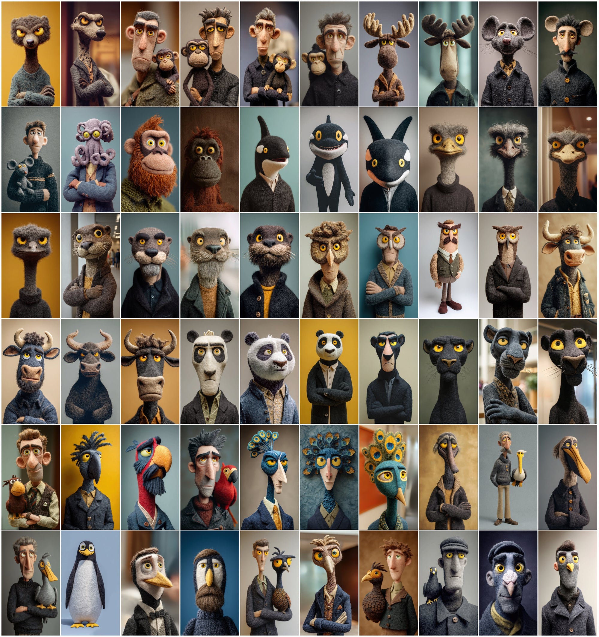 530 Felt Style Animal Portrait Images Bundle