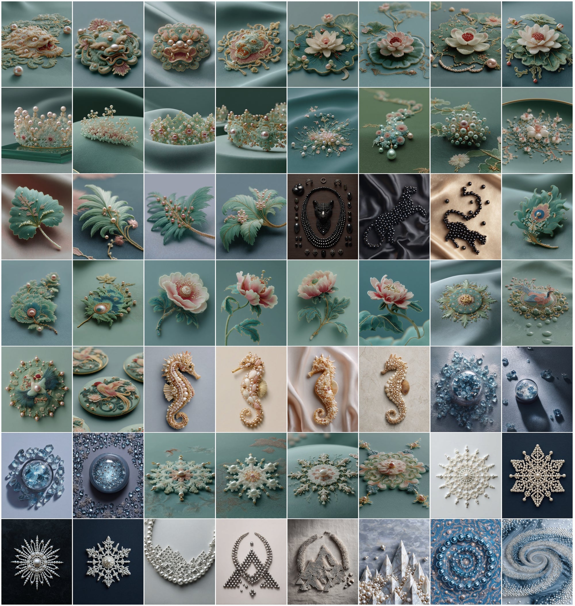 700 Pearl Art Images Bundle, Luxury Flatlay Mandala & Animal Silhouettes