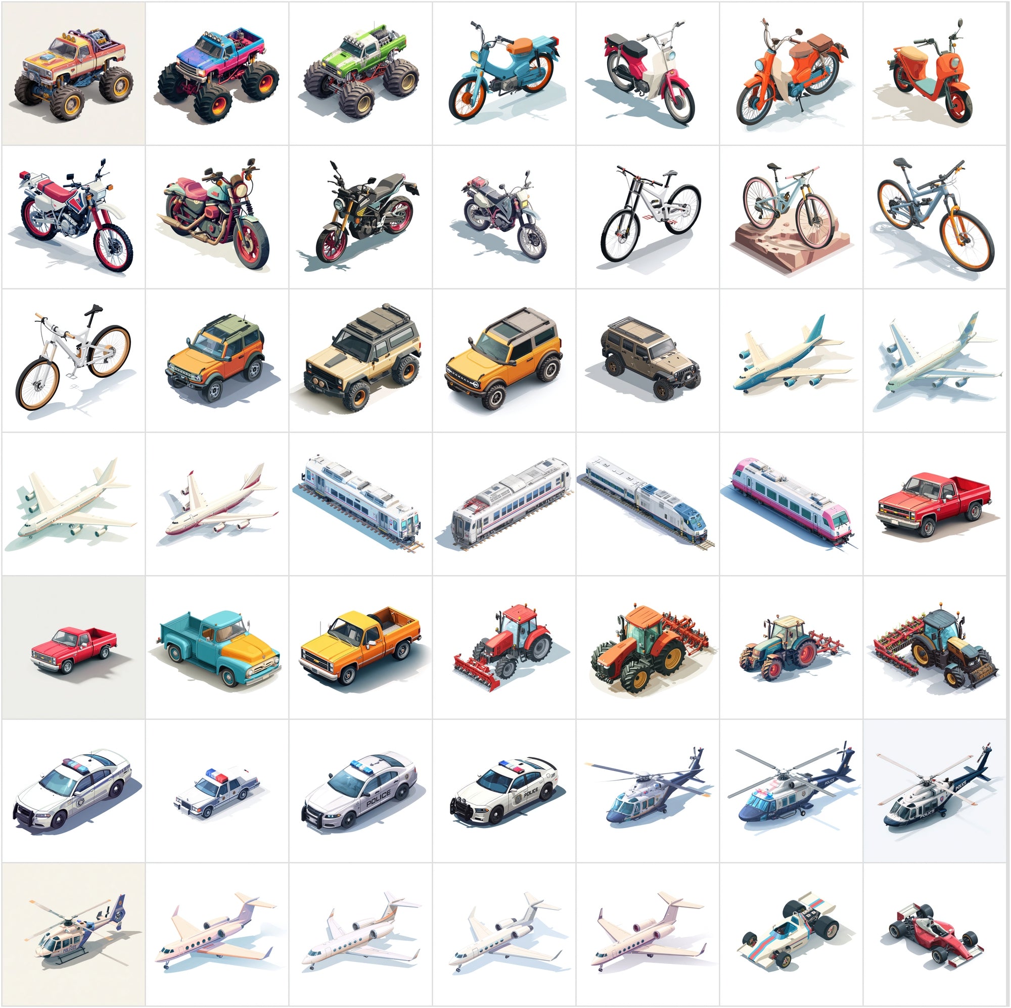 435 Isometric Vehicle Illustrations