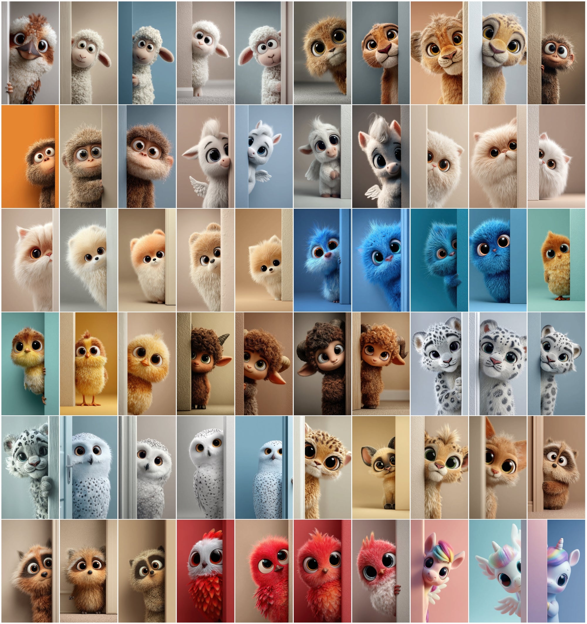 600 Cute 3D Peeking Animals Bundle | Cartoon-Style Characters