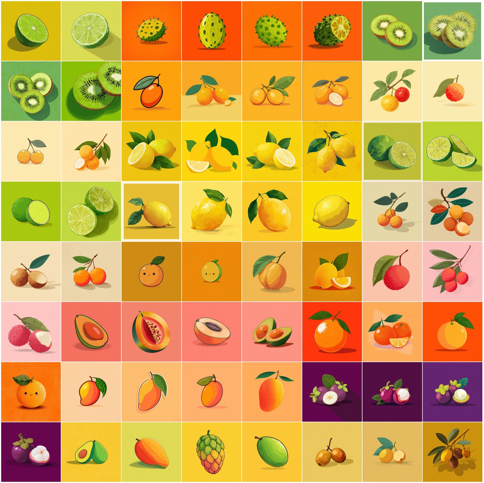610 Fruit Images Bundle | Colorful Fruit Illustrations