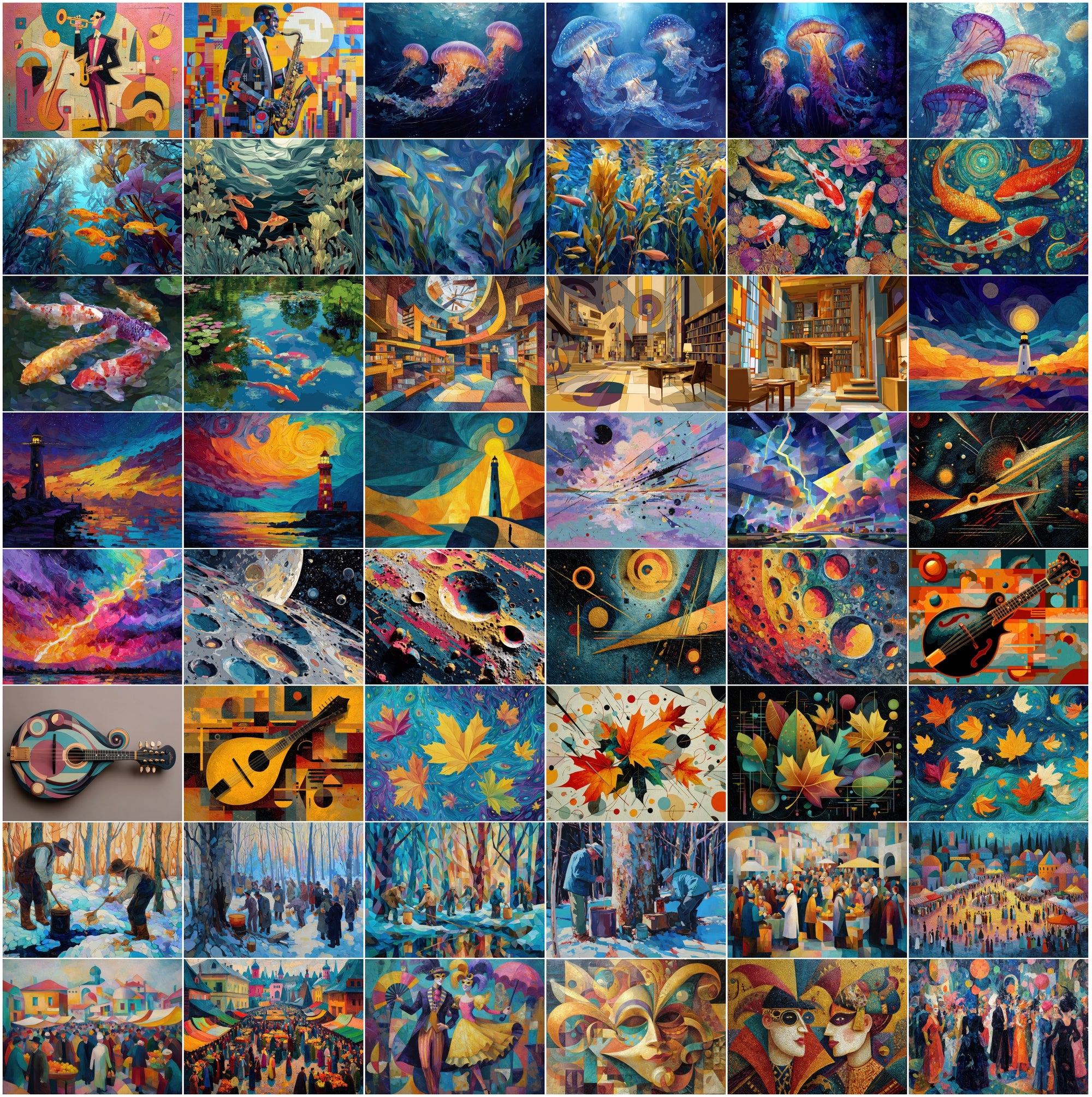 530 Abstract Art Images Bundle, Colorful Printable Wall Art Pack