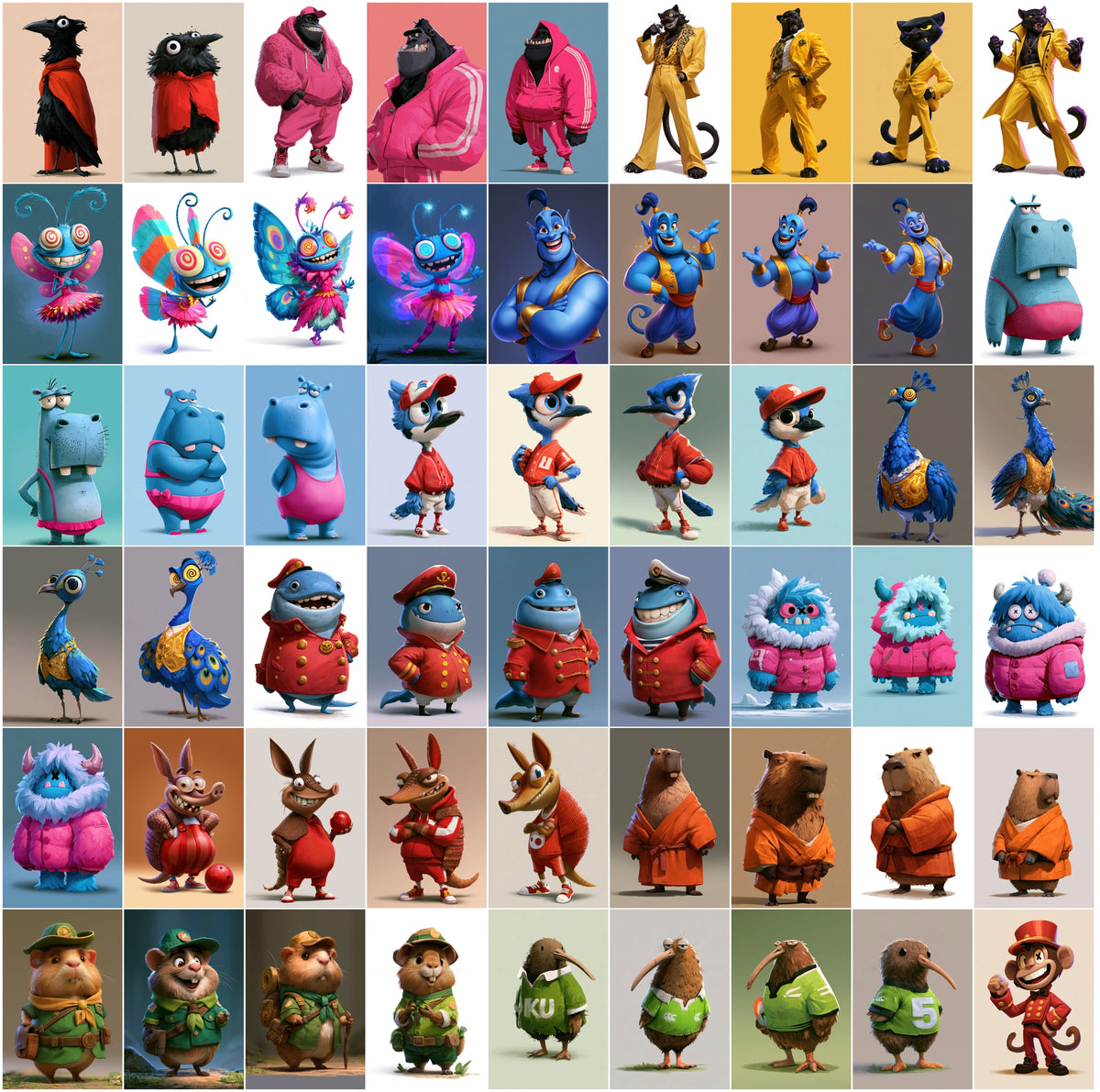 620 Cartoon Mascot Characters Bundle – Funny 2D Game Art Animals & Monsters
