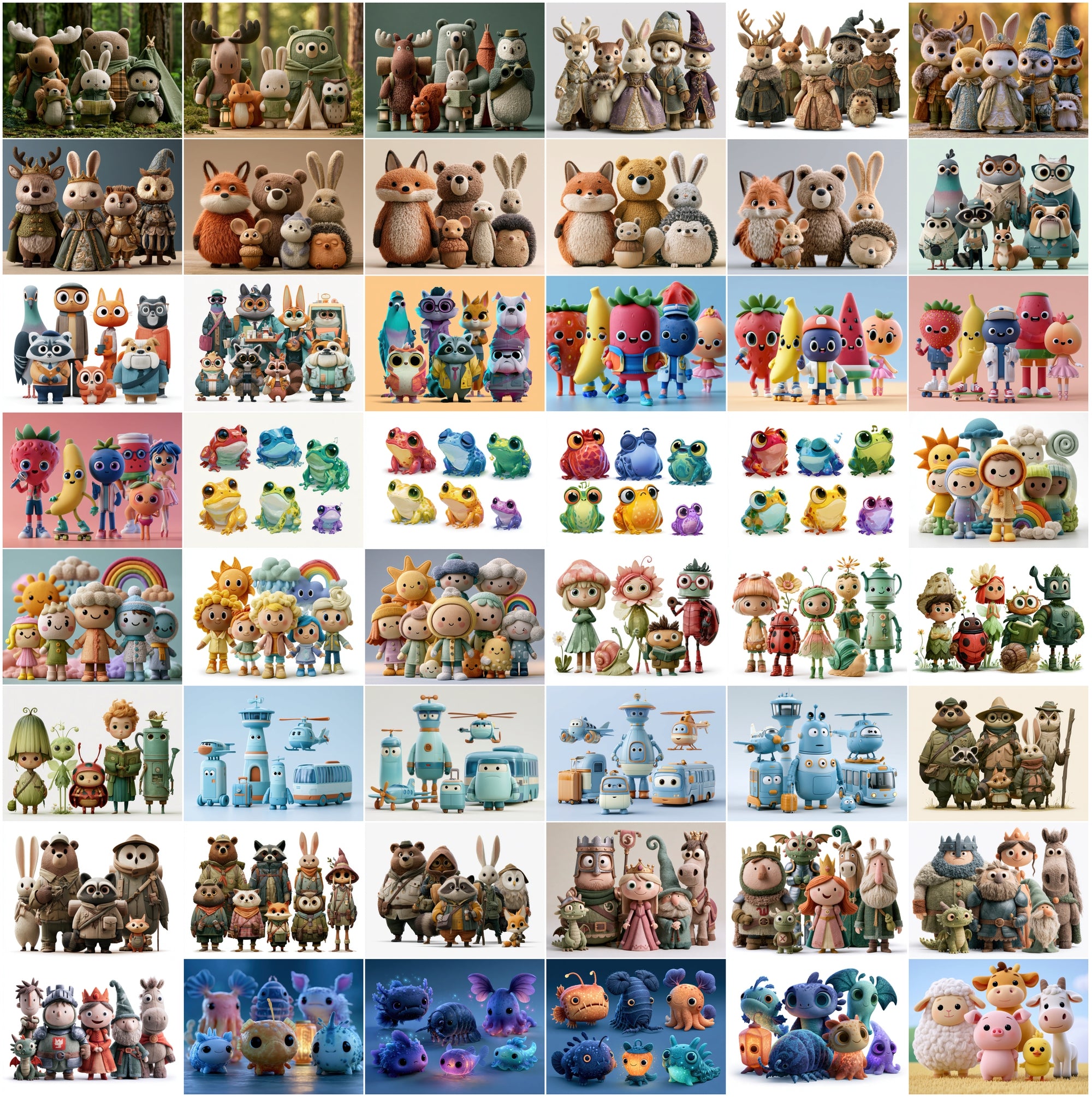635 Cute Friendship Characters JPG Bundle – Kids, Best Friends & Animated Clipart with Commercial License