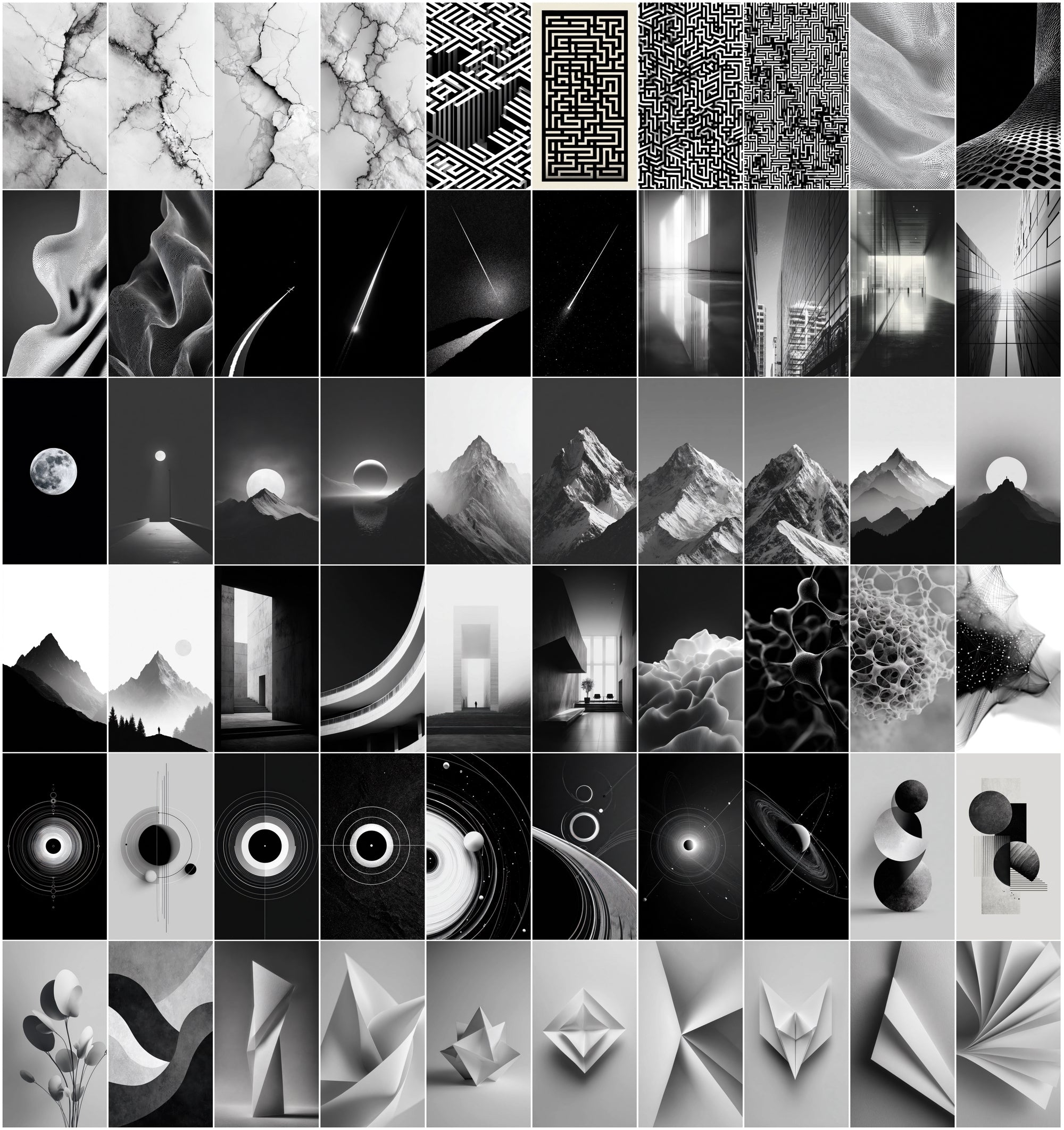 625 Minimal Monochrome Abstract Images | Modern Black & White Backgrounds
