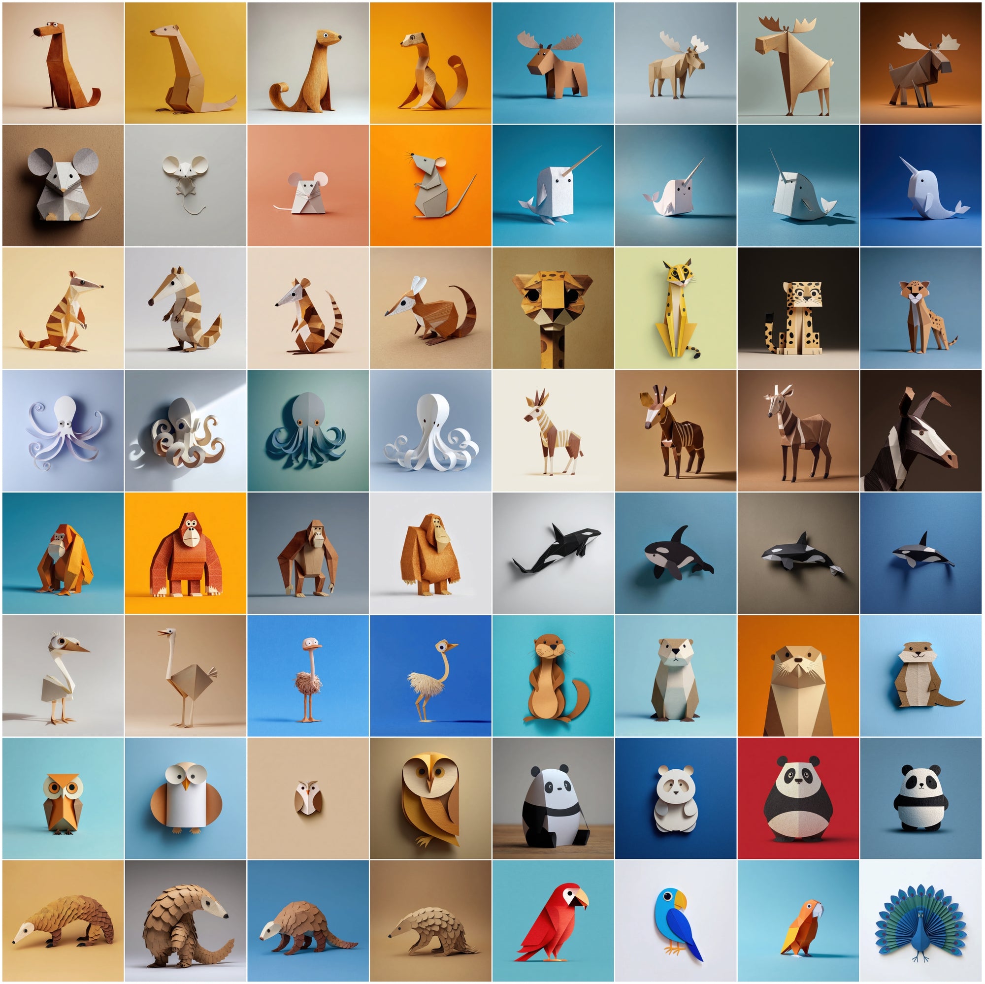 635 Paper Animal Clipart Bundle | Cartoon Minimalist Art