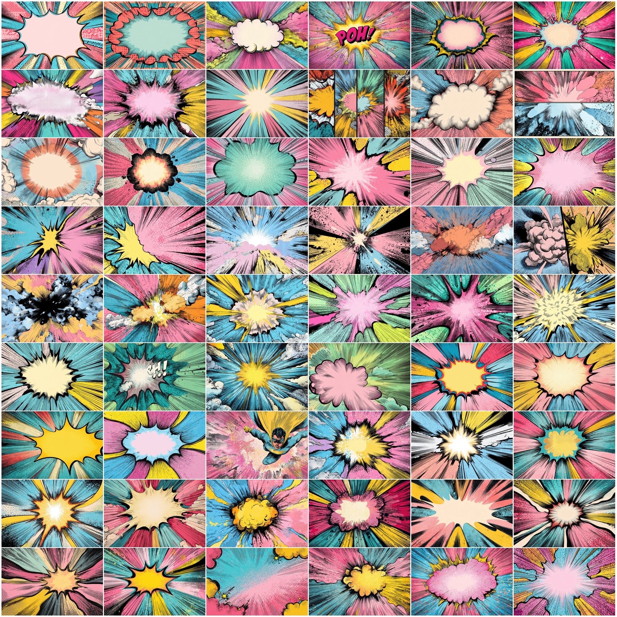 635 Comic Art Backgrounds – High-Resolution Retro Pop Art Explosions