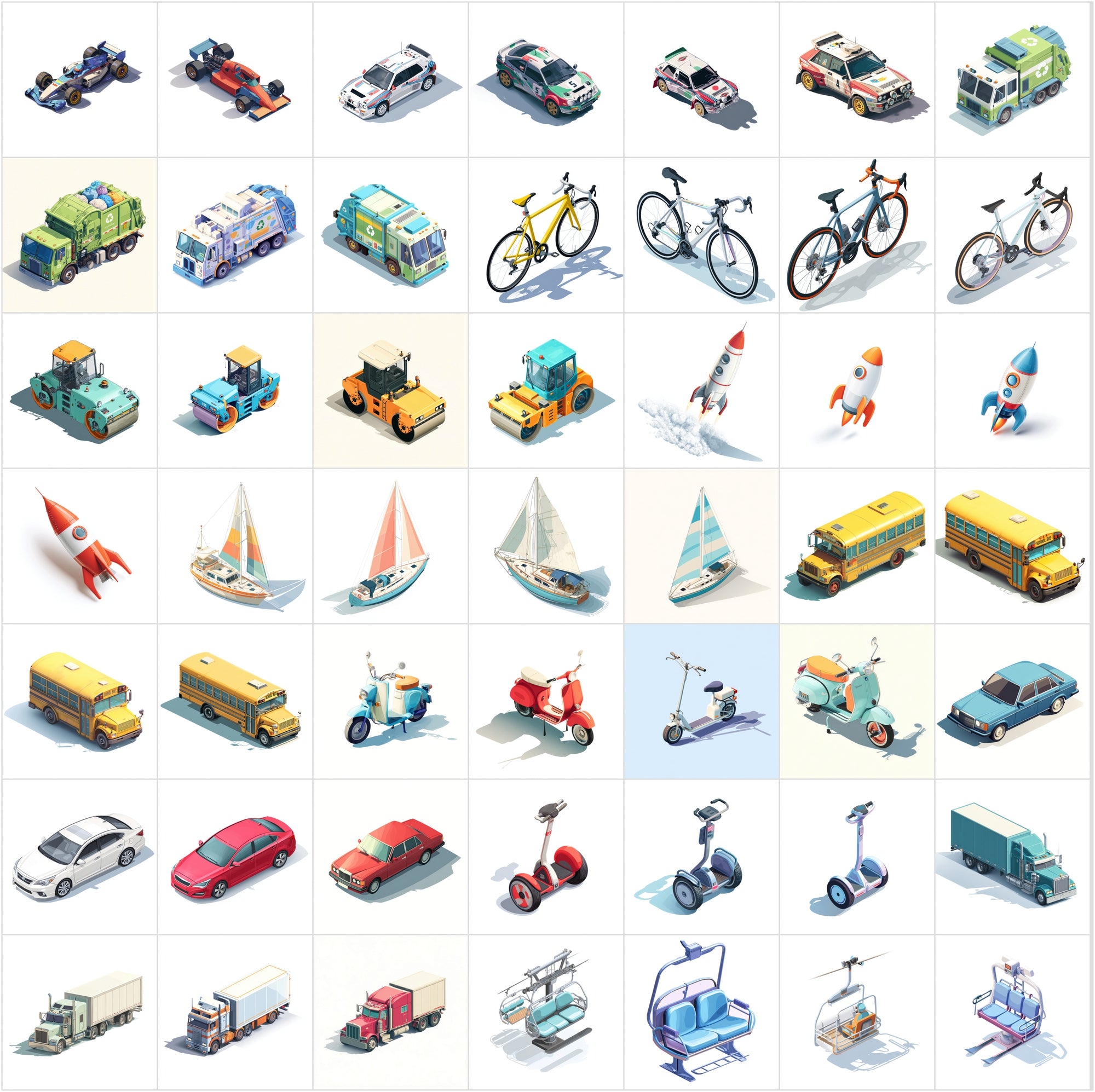 435 Isometric Vehicle Illustrations