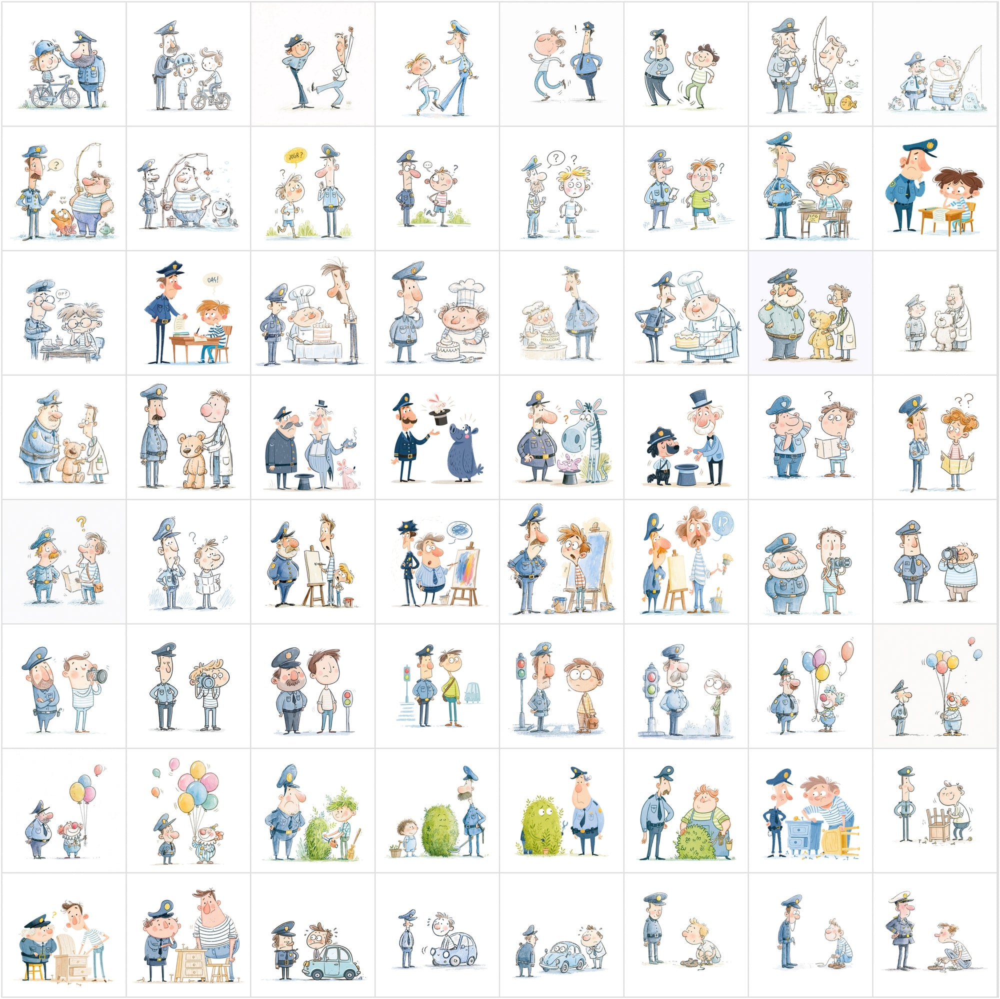 630 Funny Cartoon People Interaction Illustrations JPG Bundle