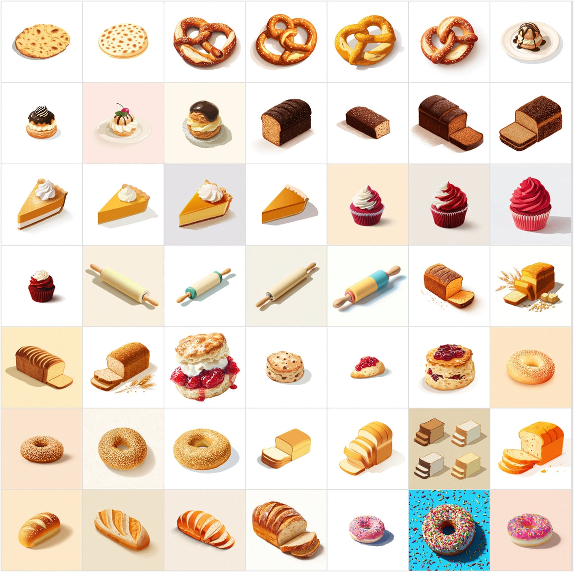 396 Isometric Bakery Clipart Bundle