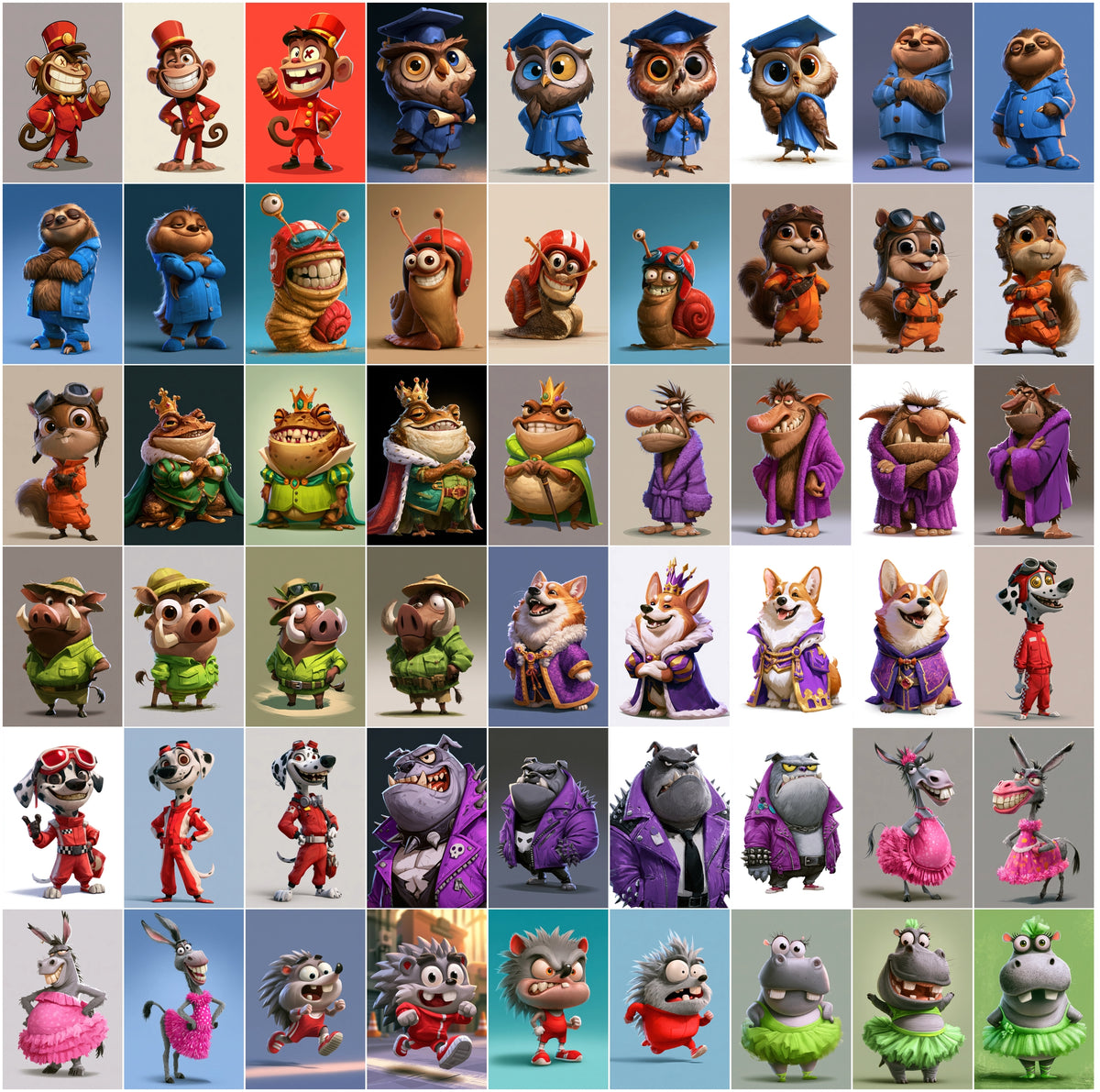 620 Cartoon Mascot Characters Bundle – Funny 2D Game Art Animals & Monsters