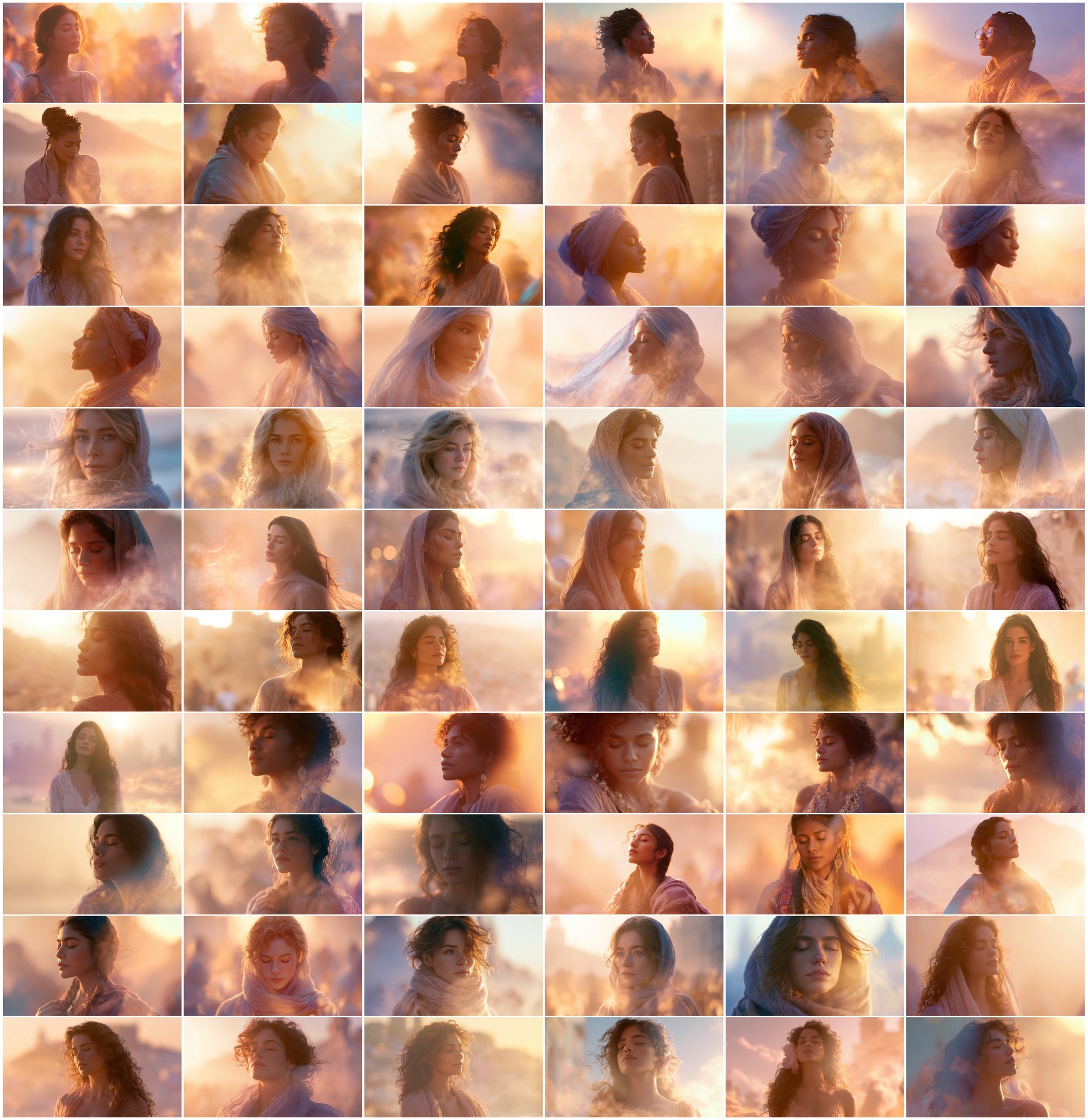 Double Exposure Women Portraits Bundle, 630 Ethereal Cultural JPG Images for Design & Commercial Use