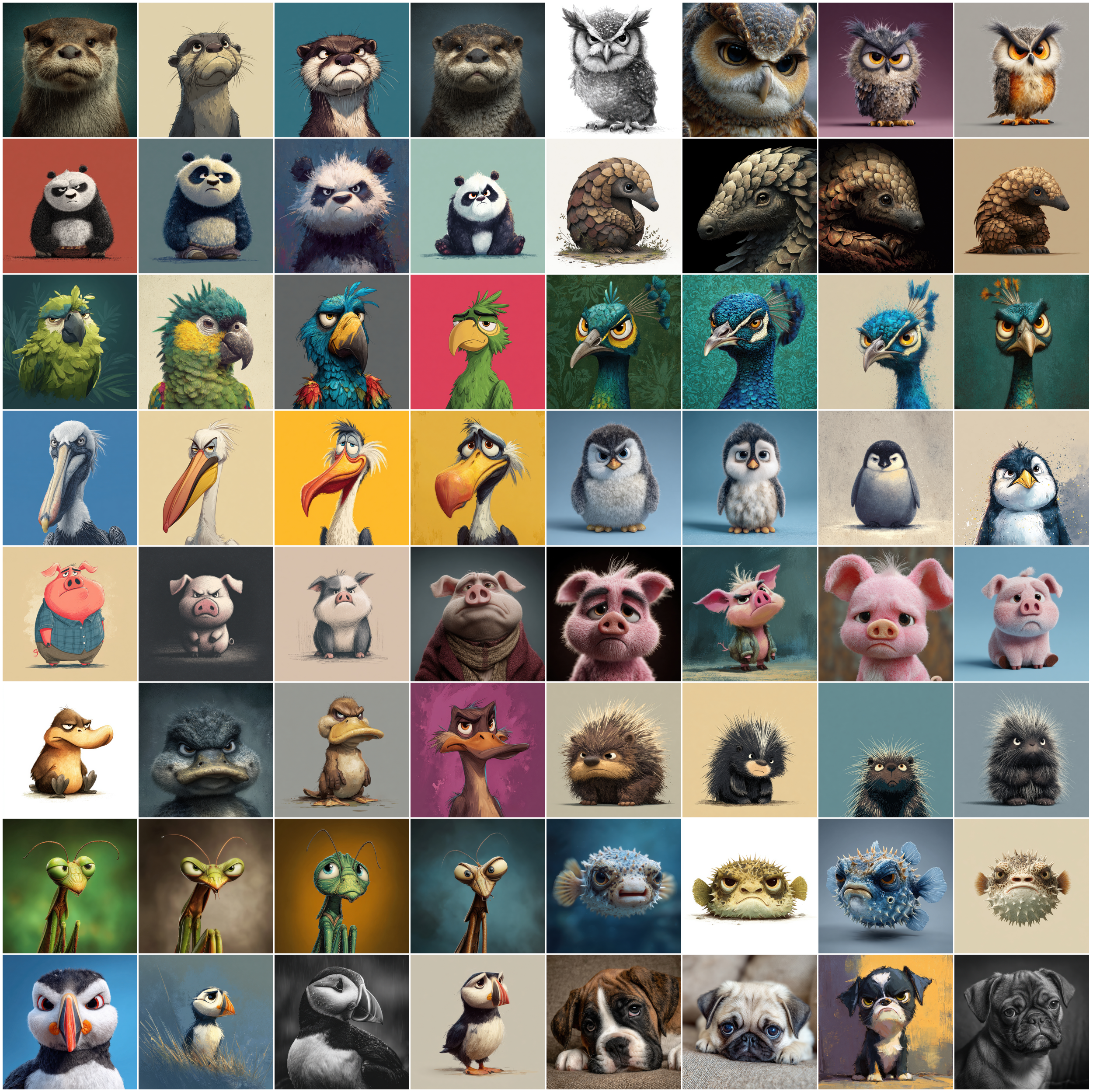 630 Sad and Grumpy Animals Digital Clipart