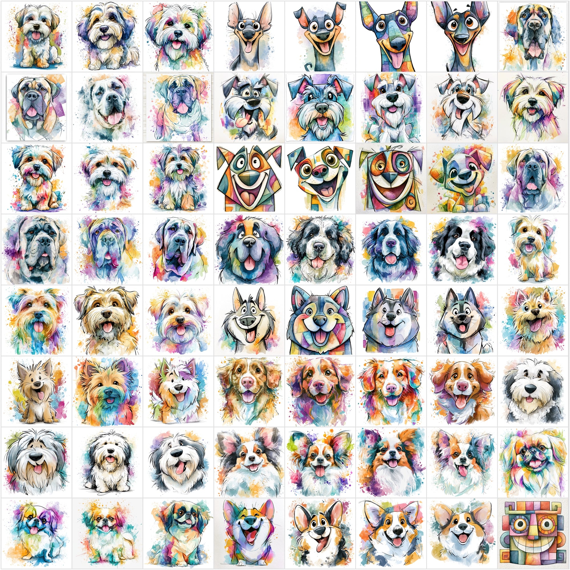 650 Dog Clipart Images – Cute Dog Breeds JPG Bundle with Commercial License