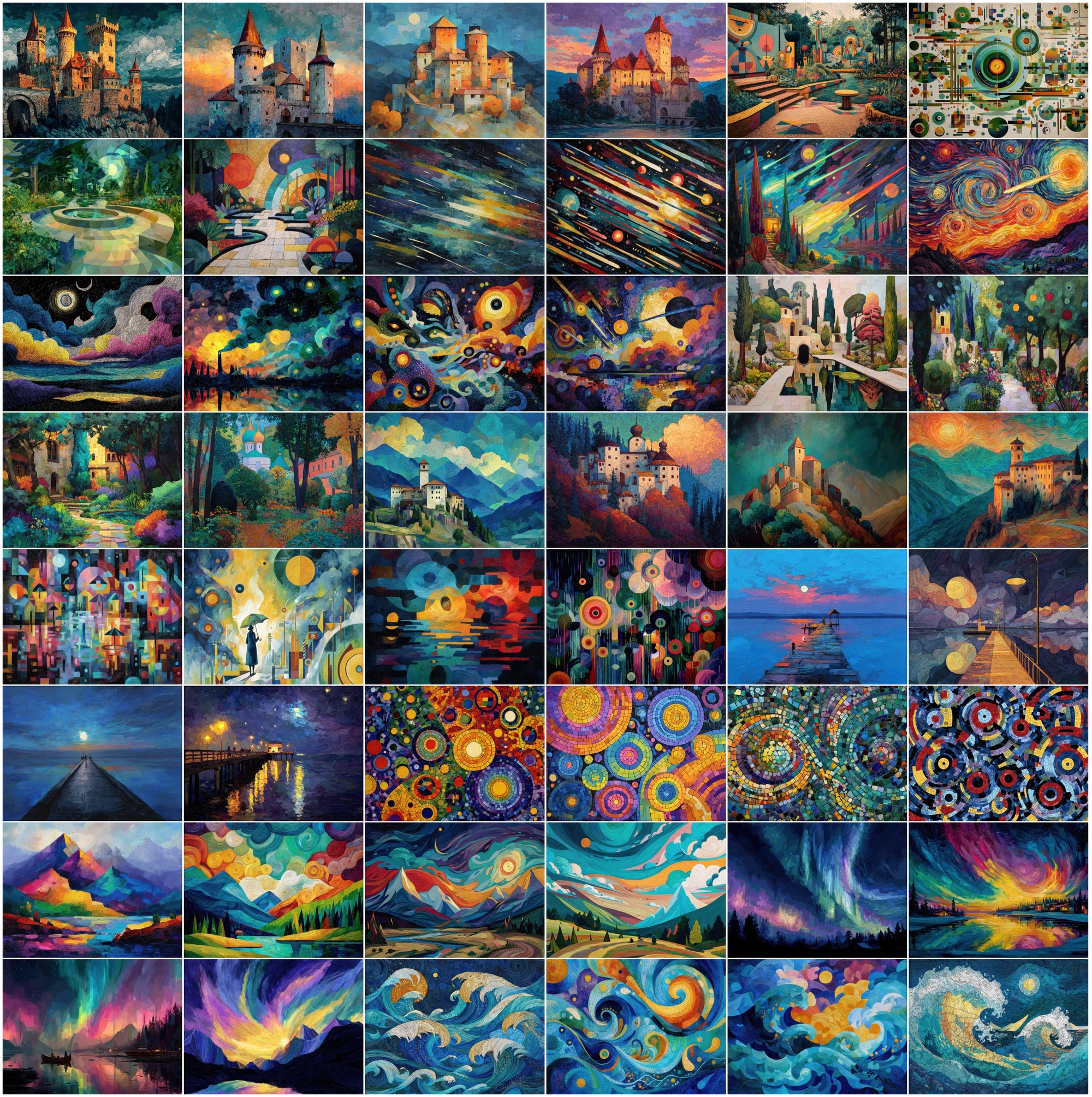 530 Abstract Art Images Bundle, Colorful Printable Wall Art Pack