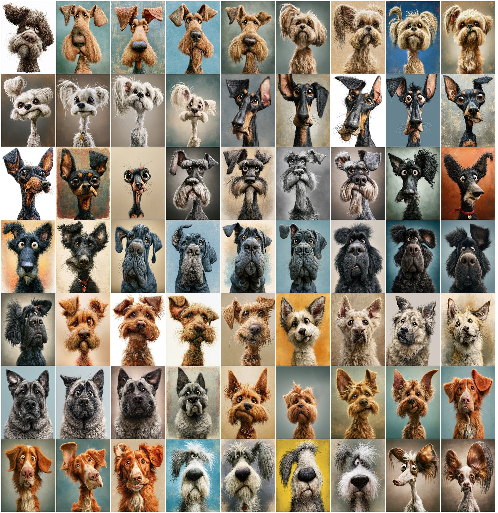 620 Caricature Dogs Clipart Bundle | Funny Dog Portrait JPG Images for Commercial Use