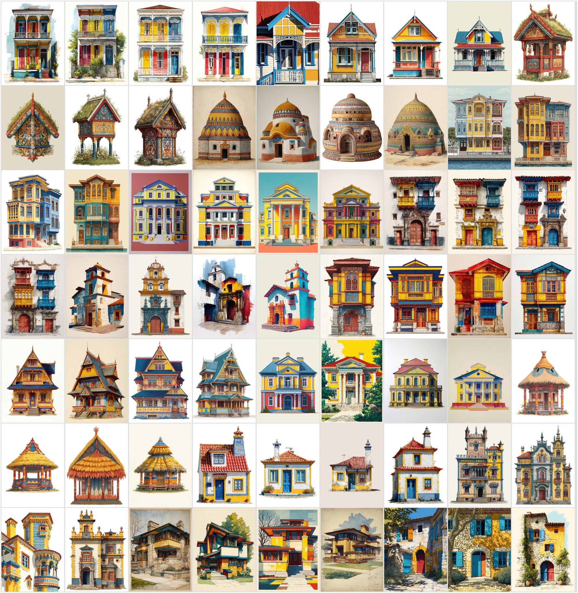 598 HOUSES From Every Corner of the World Clipart Bundle