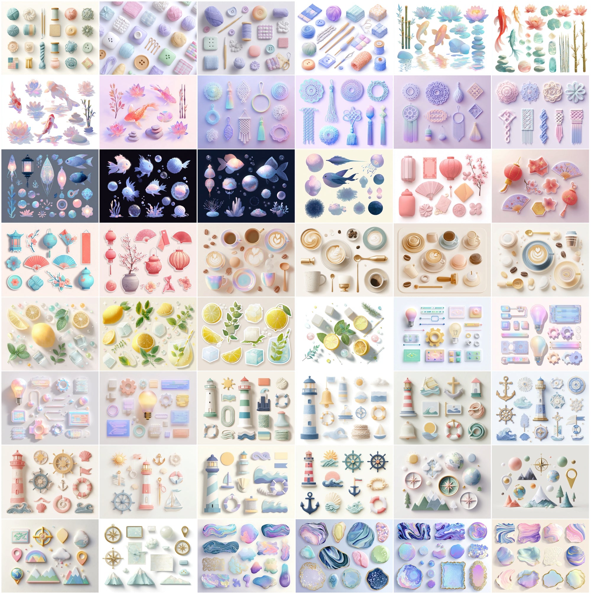 640 3D Decorative Element Clipart Pack