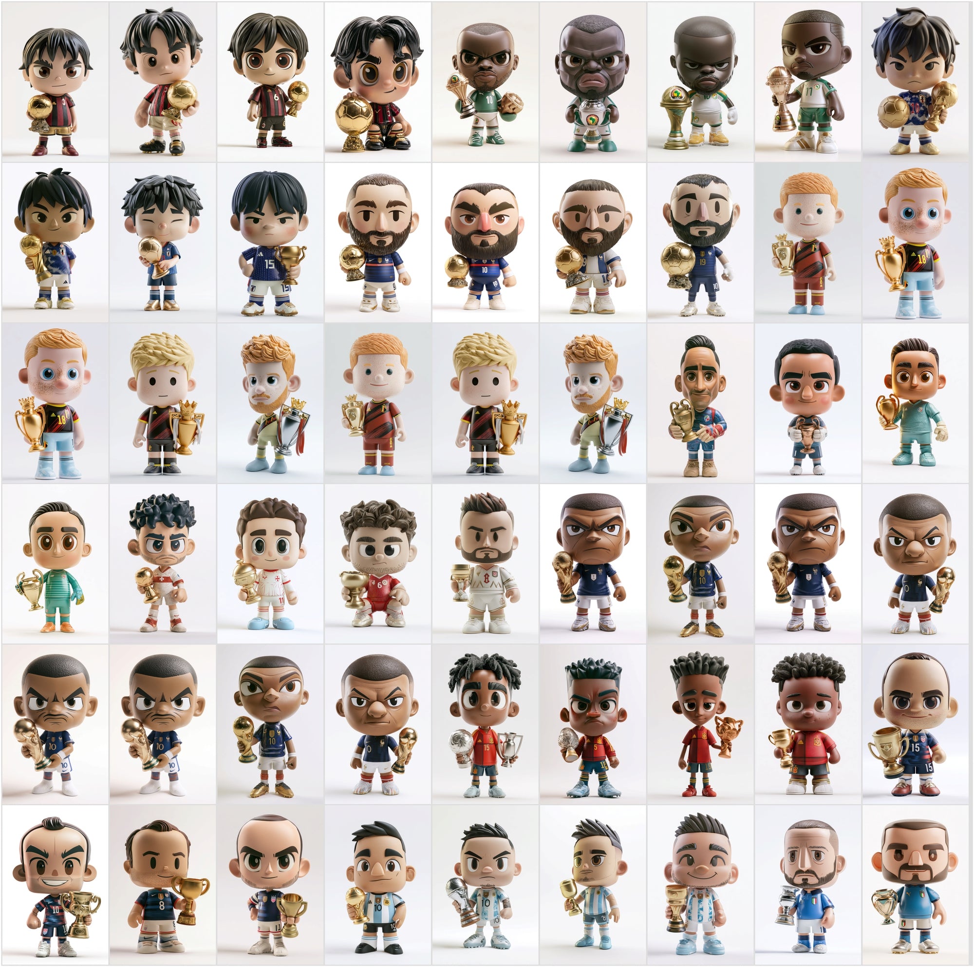680 Football Vinyl Figure Clipart Bundle, Soccer Player Collectible Toy Art