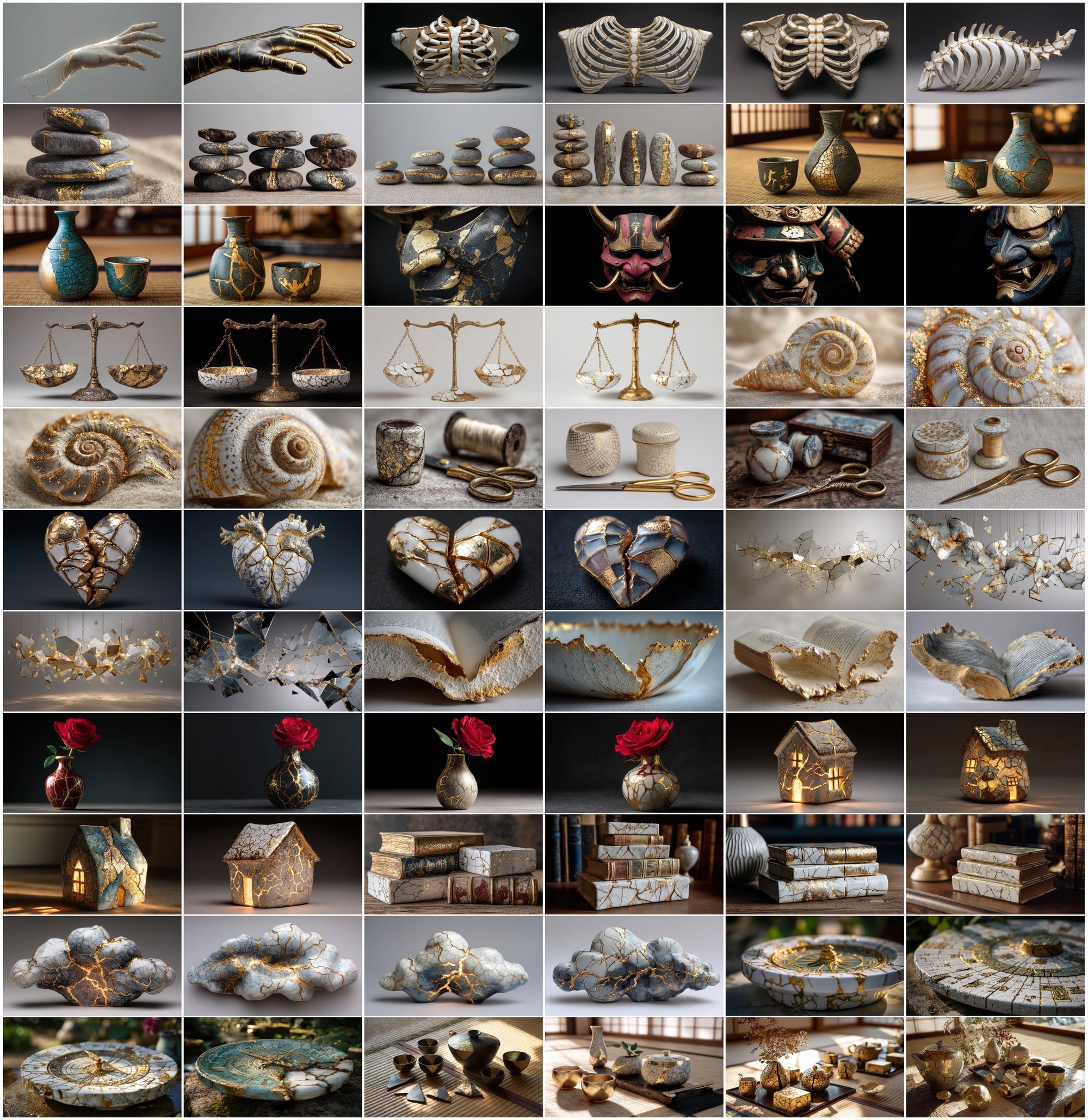 518 Gold Kintsugi Art Images | Commercial License | High Resolution JPG | Healing Metaphor Graphics