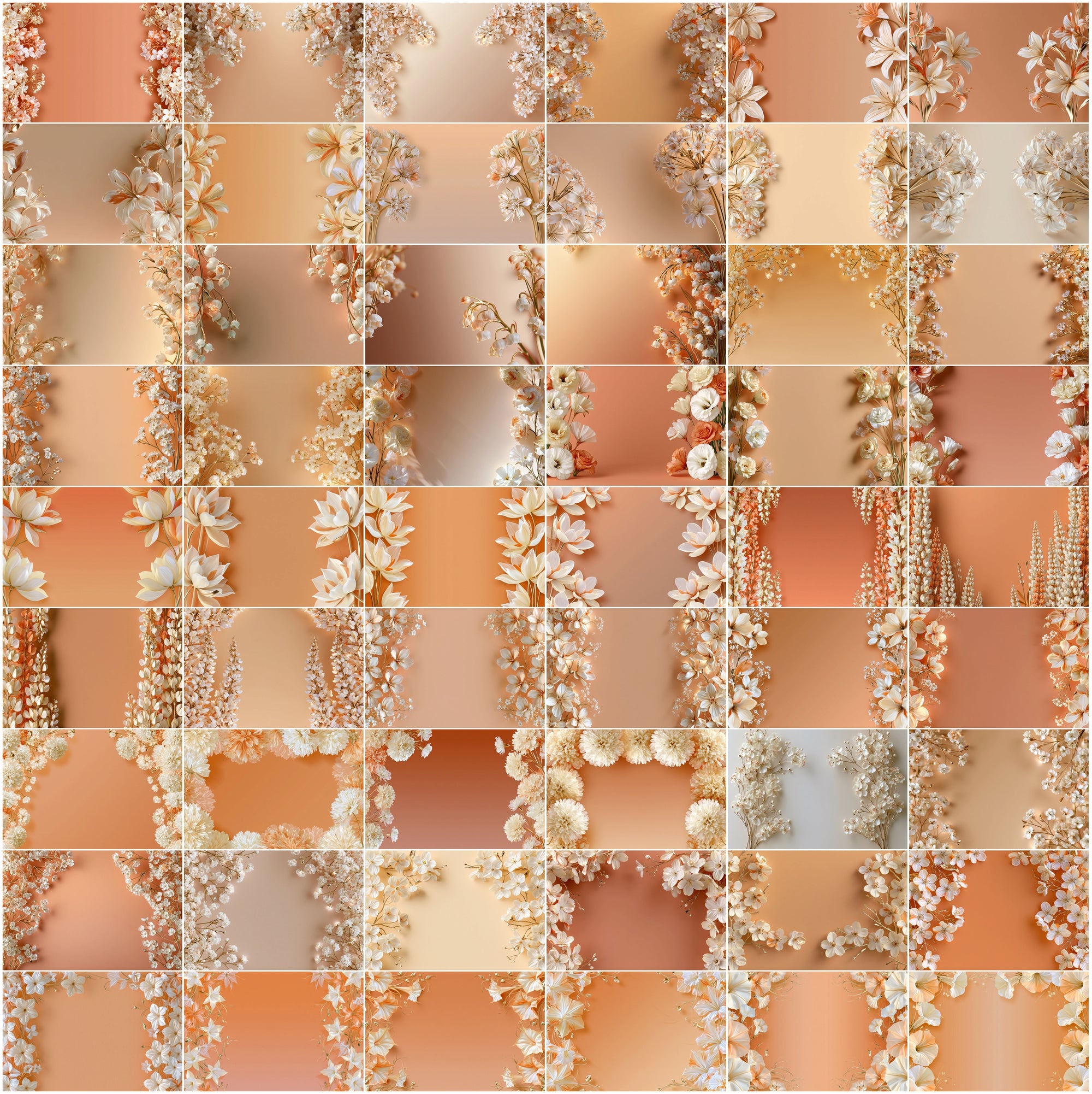 640 Floral Background Images, Elegant Flower JPG Bundle for Invitations, Branding, Scrapbooking & Commercial Use
