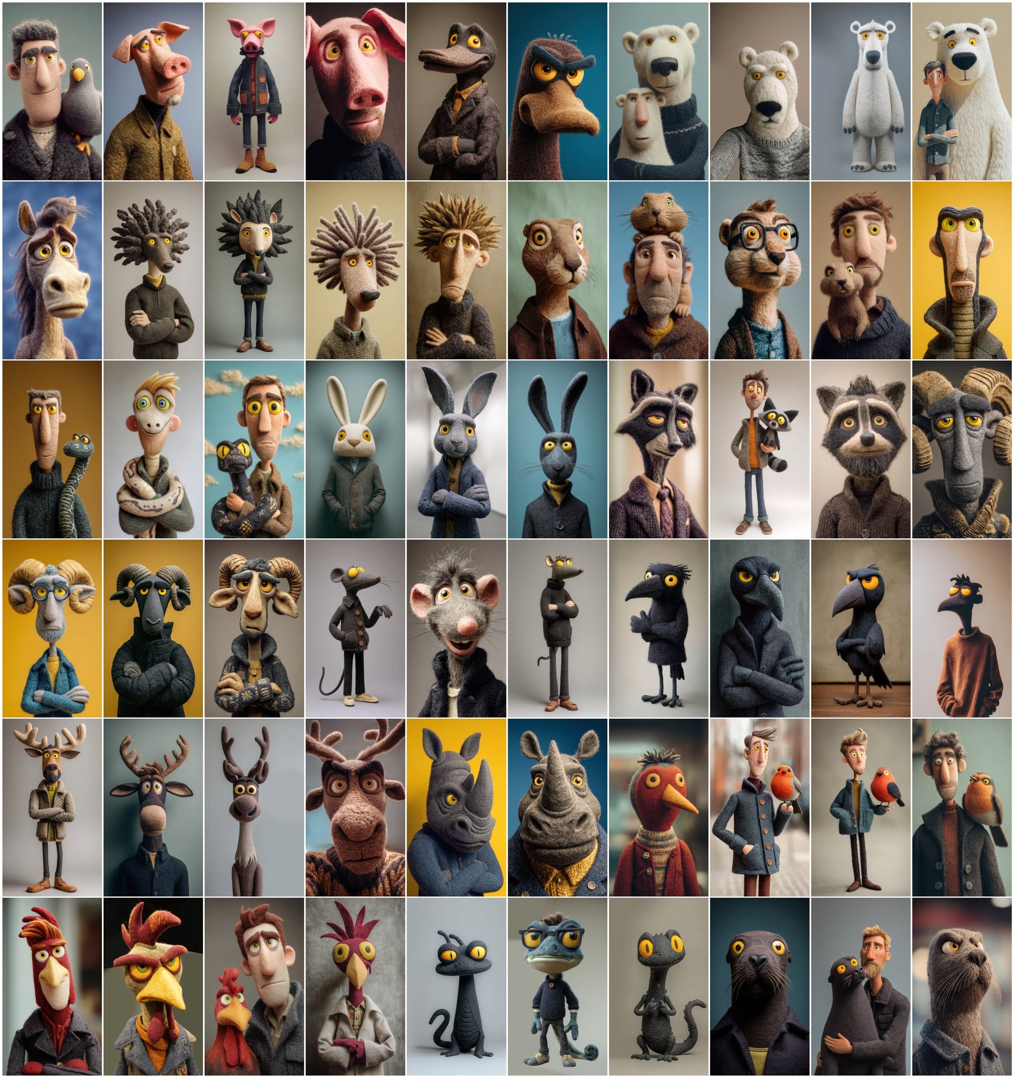 530 Felt Style Animal Portrait Images Bundle